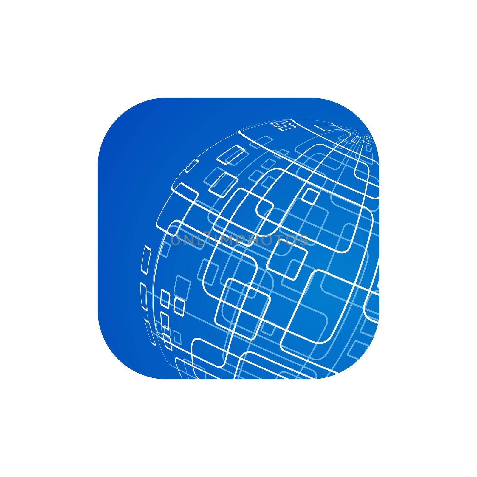 Vector modern techology icon on white background. global world backdrop
