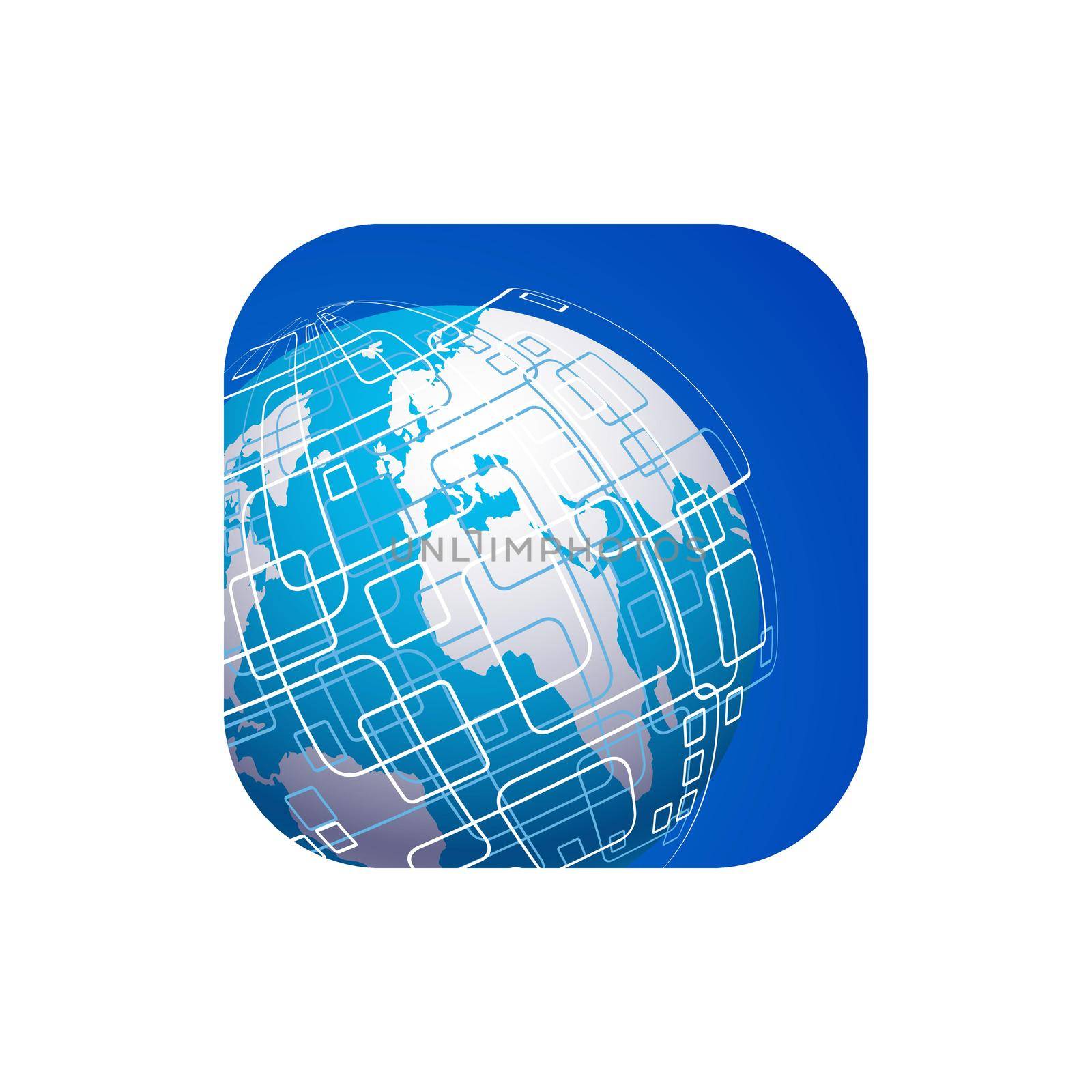 Vector modern techology icon on white background. global world backdrop