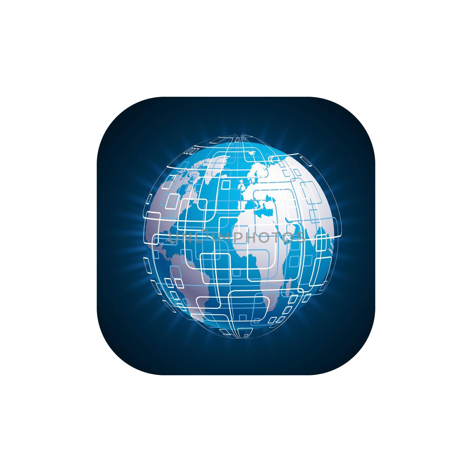 Vector modern techology icon on white background. global world backdrop