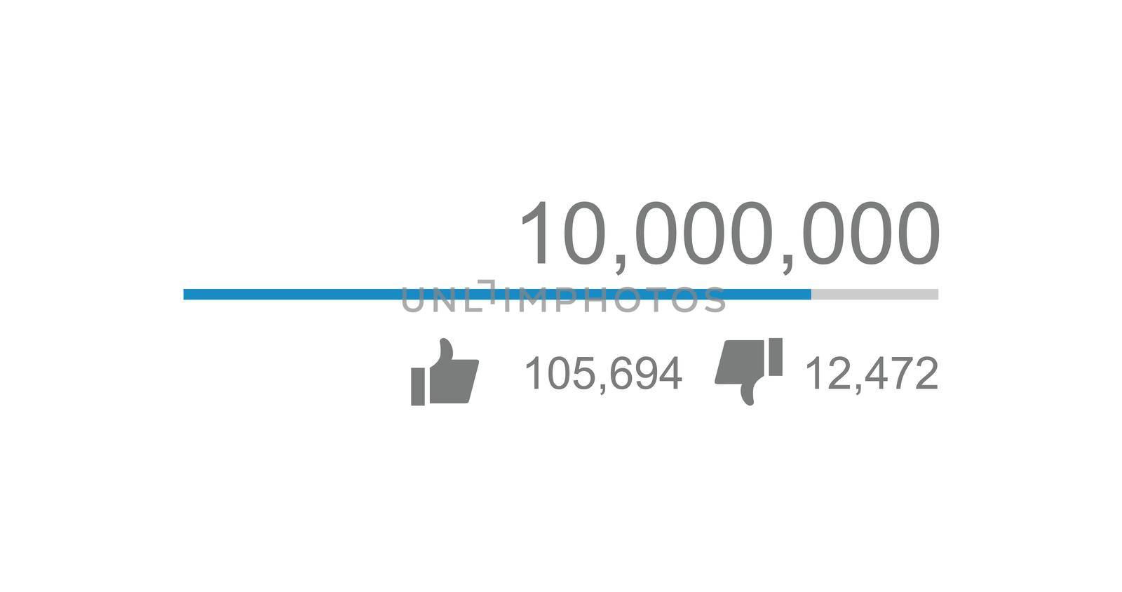 Vector of video views counter, counter of likes and dislikes close up by Petrokill