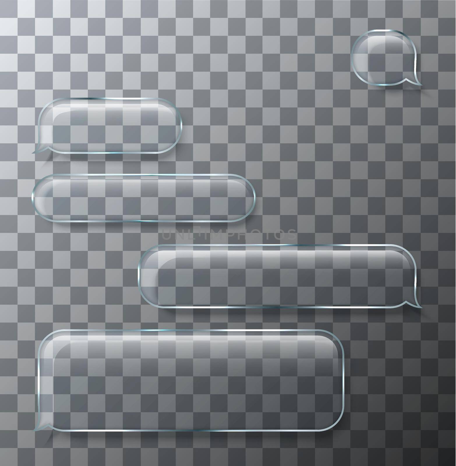 Vector modern sms or message glass icons on transparent background.