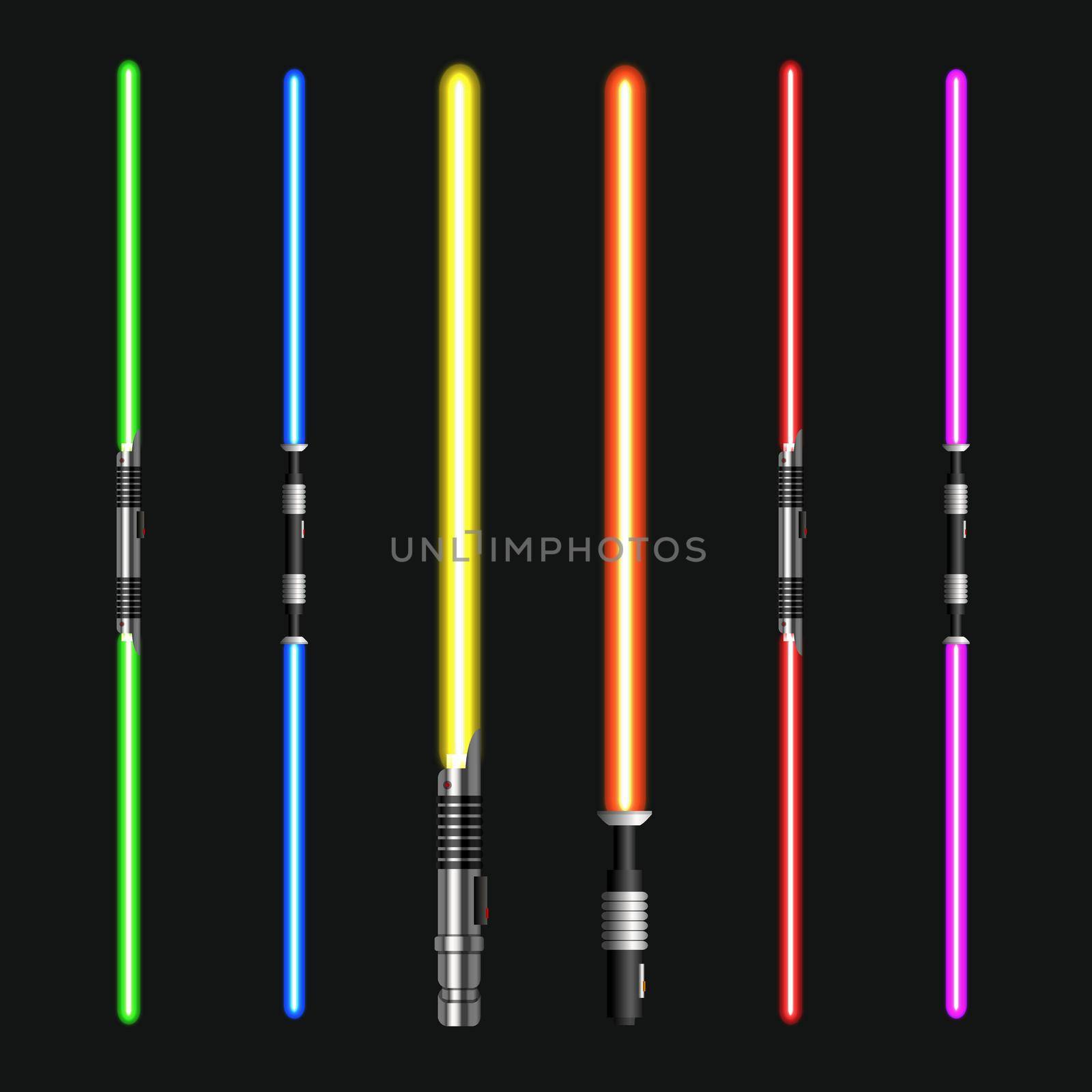 Vector modern light swords on dark background. EPS10