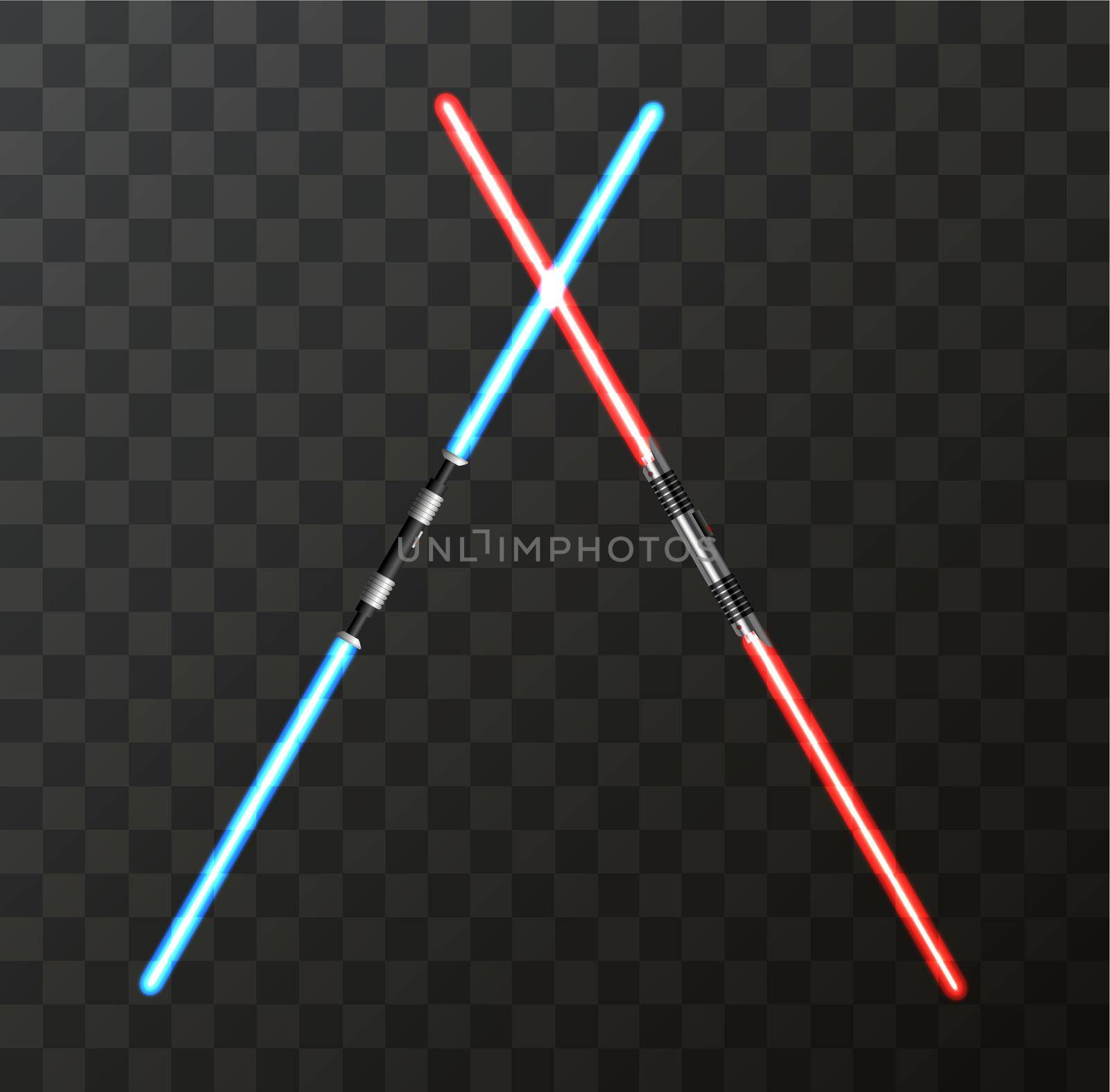 Vector modern light swords on transparent background. EPS10