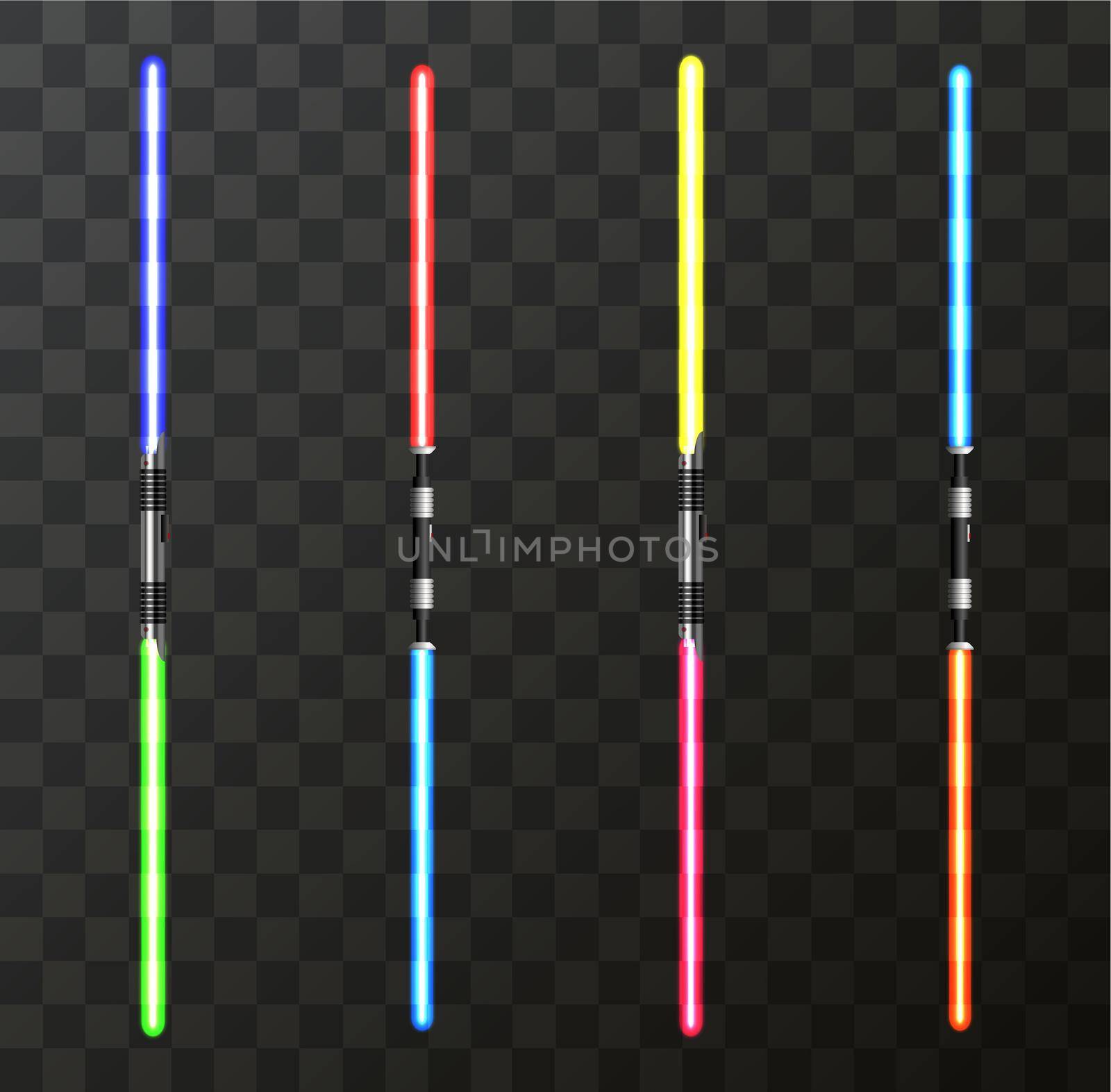 Vector modern light swords on transparent background. EPS10