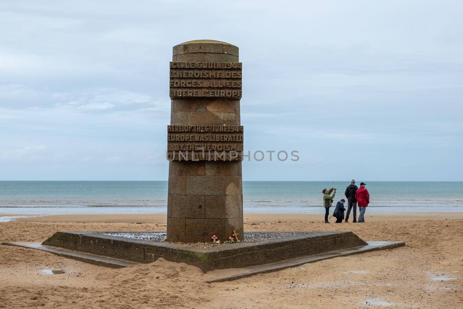 Juno Beach Normandy France 10.26.2019 the beach where the Canadian forces landed during the D Day invasion WW2. The monuments in memory of D Day landings. High quality photo