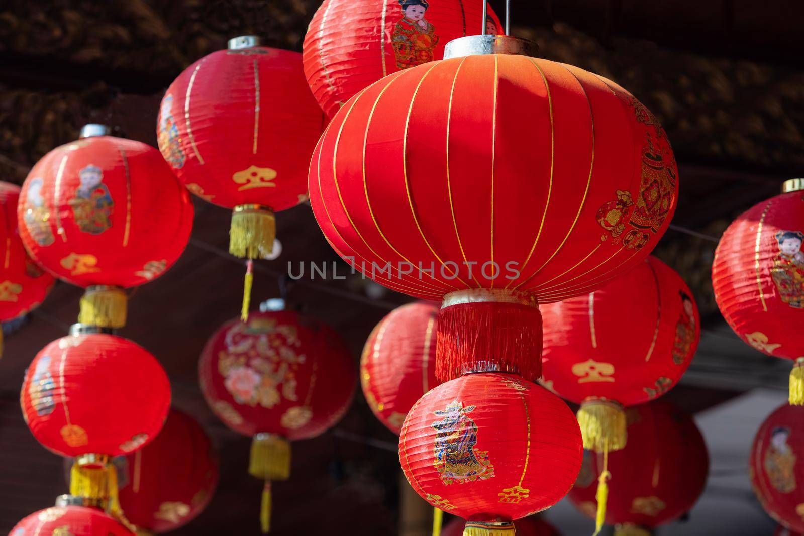 Chinese new year lanterns in china town area.