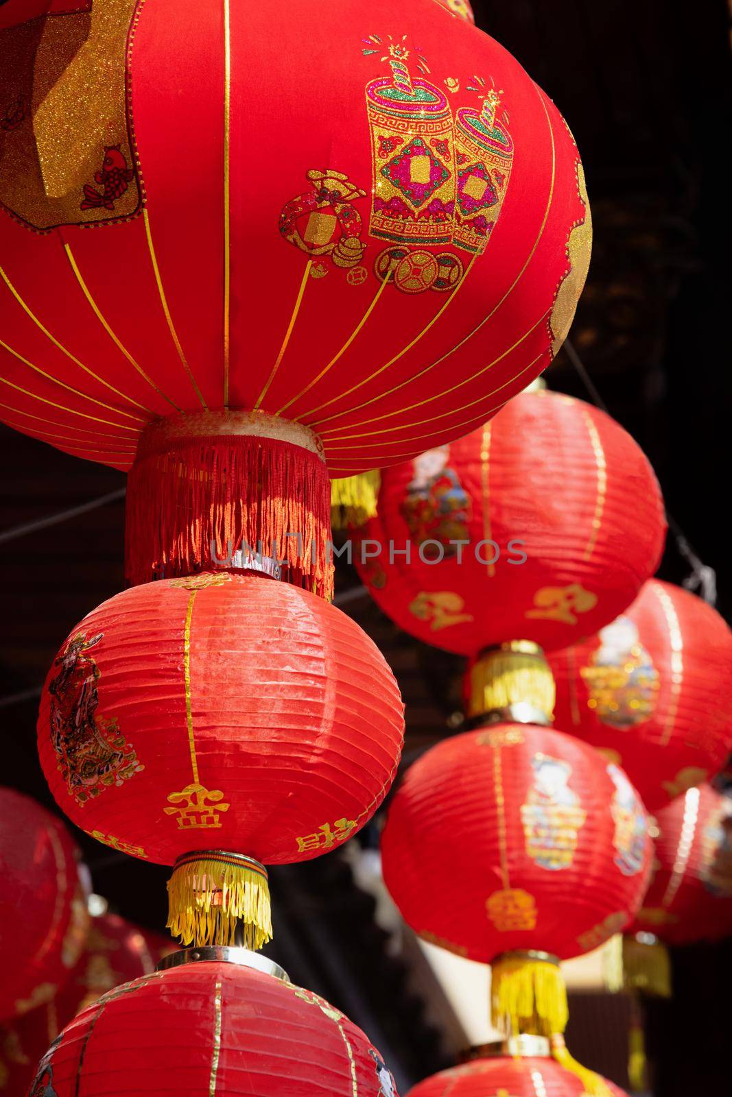 Chinese new year lanterns in china town area.