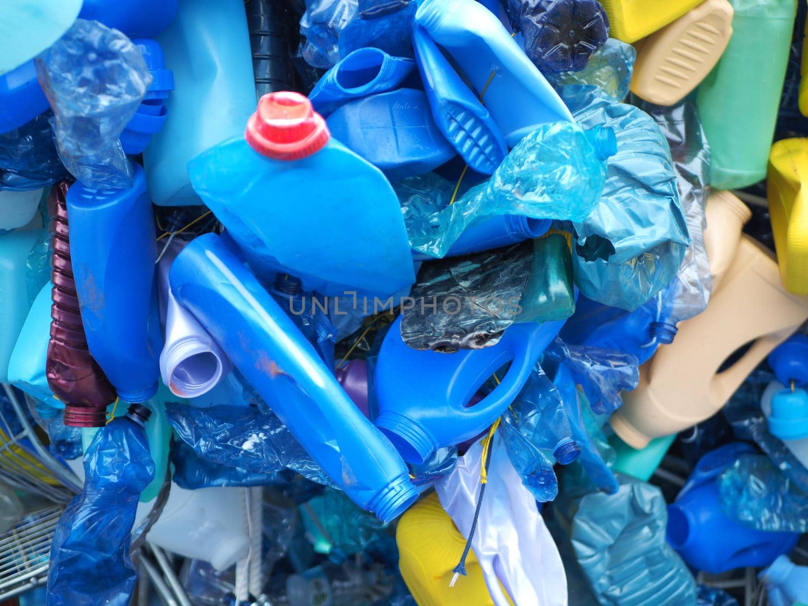 Plastic bottles waste for recycle close up view by lemar
