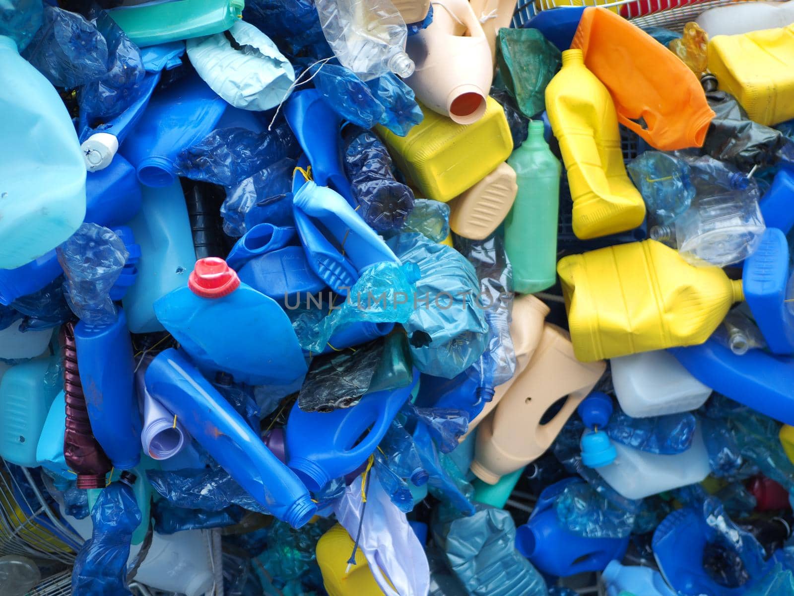 Plastic bottles waste for recycle close up view by lemar