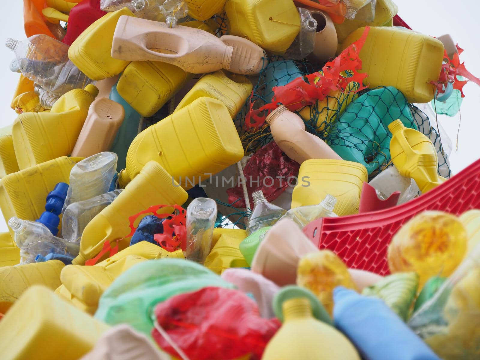 Plastic bottles waste for recycle close up view