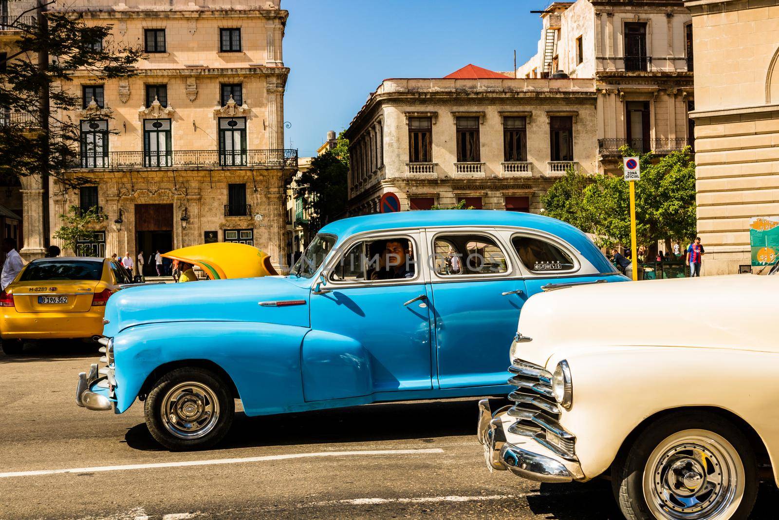 Vintage classic American car used as taxi in Havana, Cuba, 2021  by vladispas