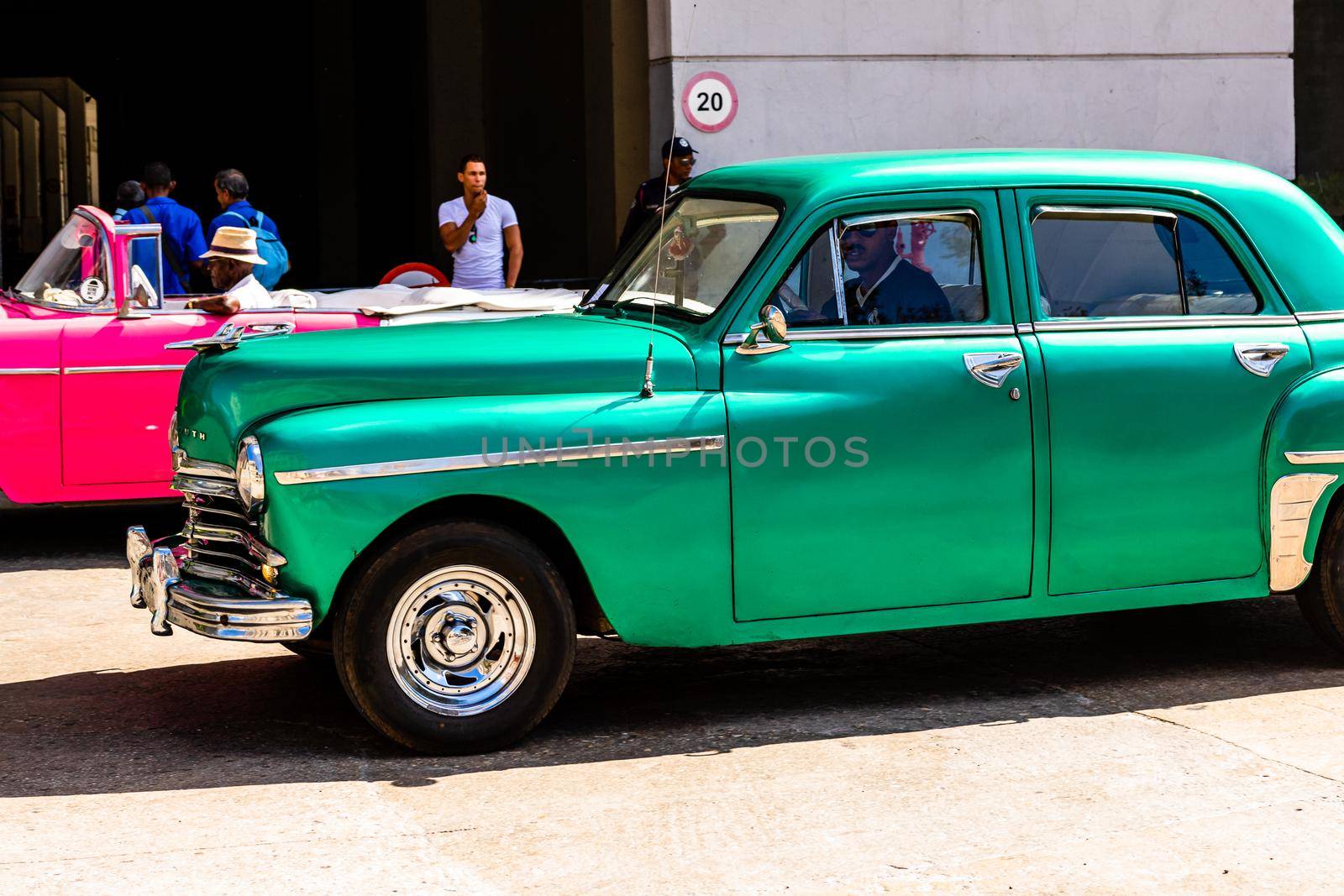 Vintage classic American car used as taxi in Havana, Cuba, 2021