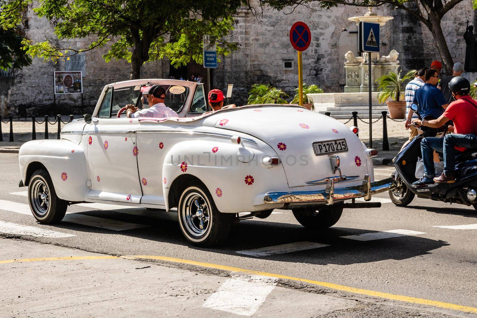 Vintage classic American car used as taxi in Havana, Cuba, 2021