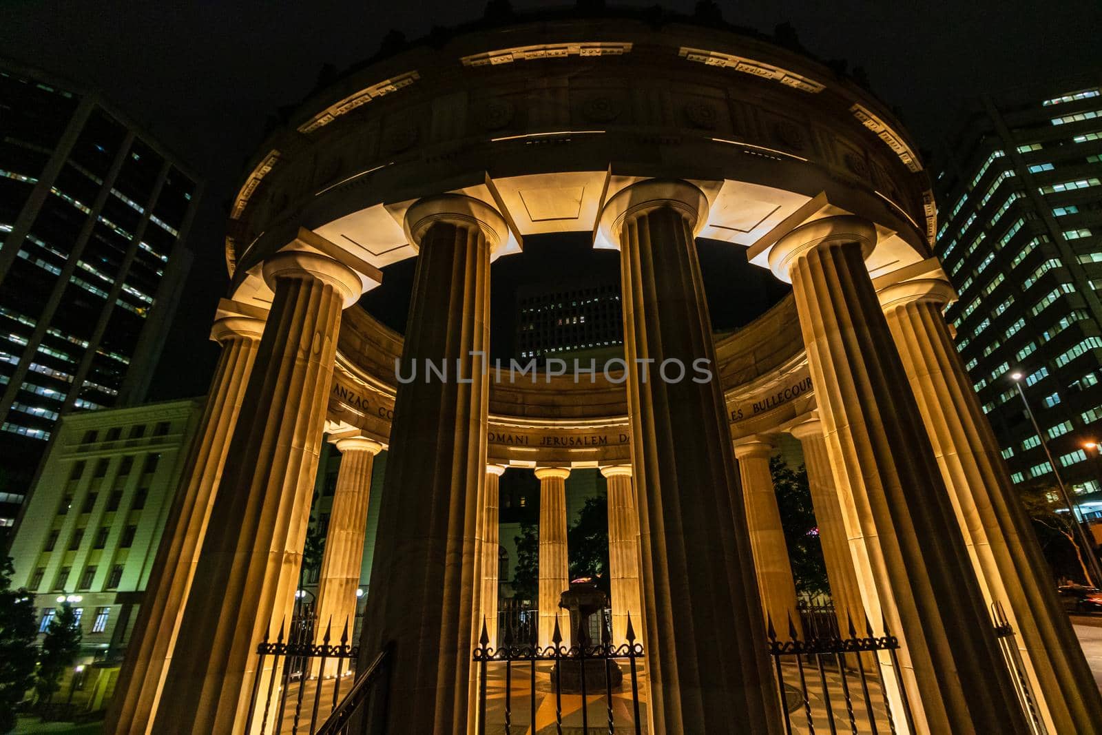 The ANZAC Square in front of the Brisbane central railway station in downtown Brisbane, Australia, 2021 by vladispas