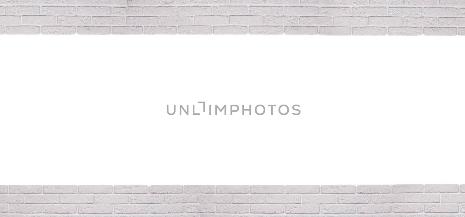 white banner with copy space on a white brick wall background. by ja-aljona