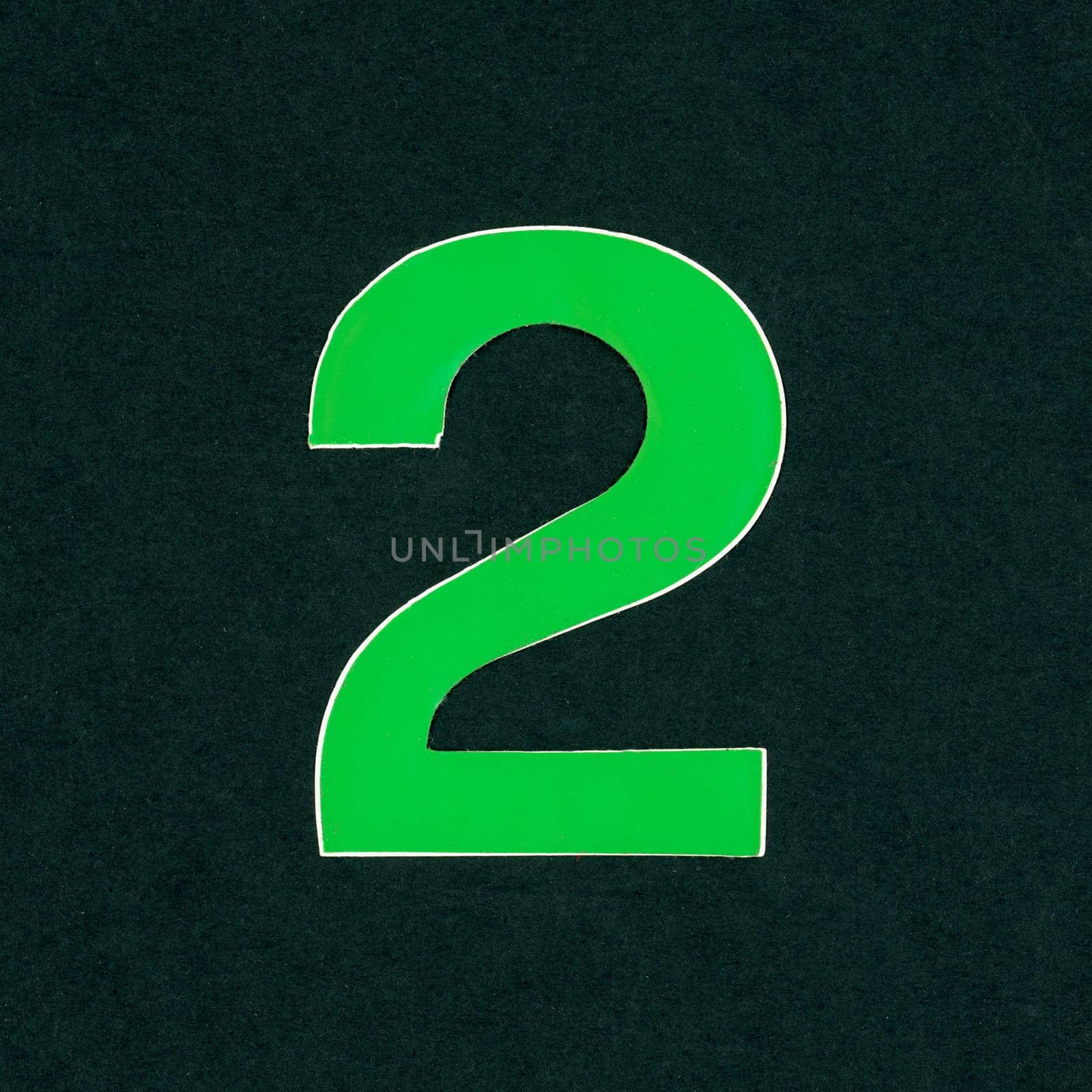 Green number two digit over black background