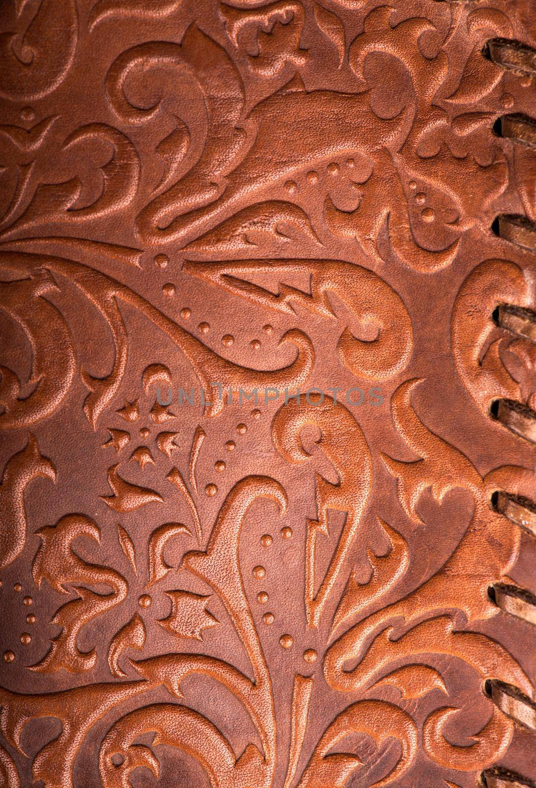 The Leather floral pattern background close up