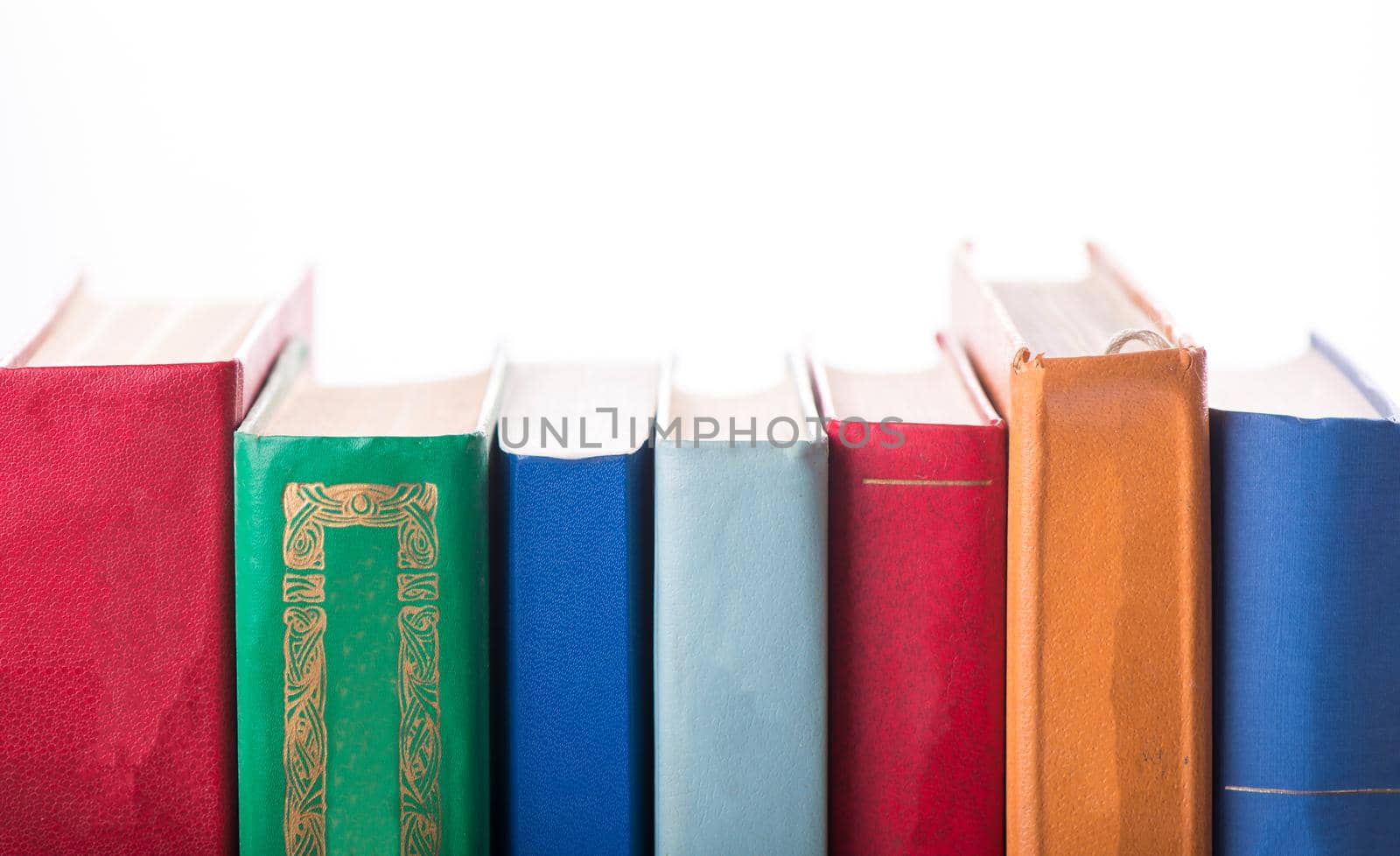 stack of Old books isolated on white.