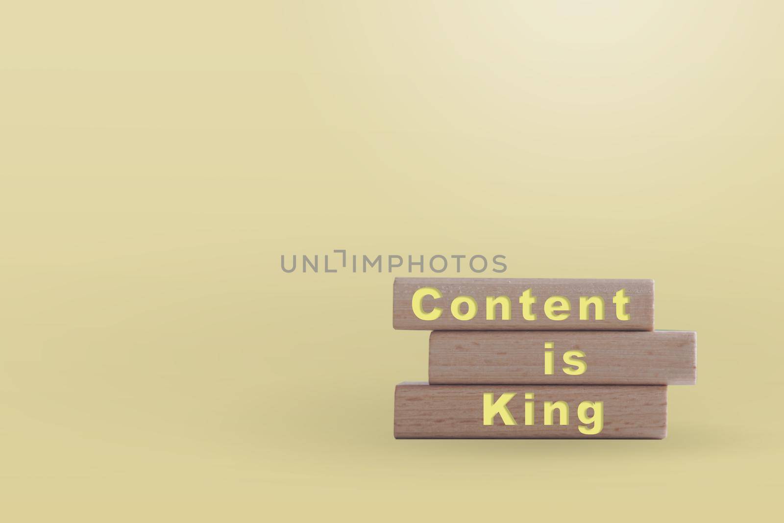 Content is king on wooden board with copy space background. by Suwant