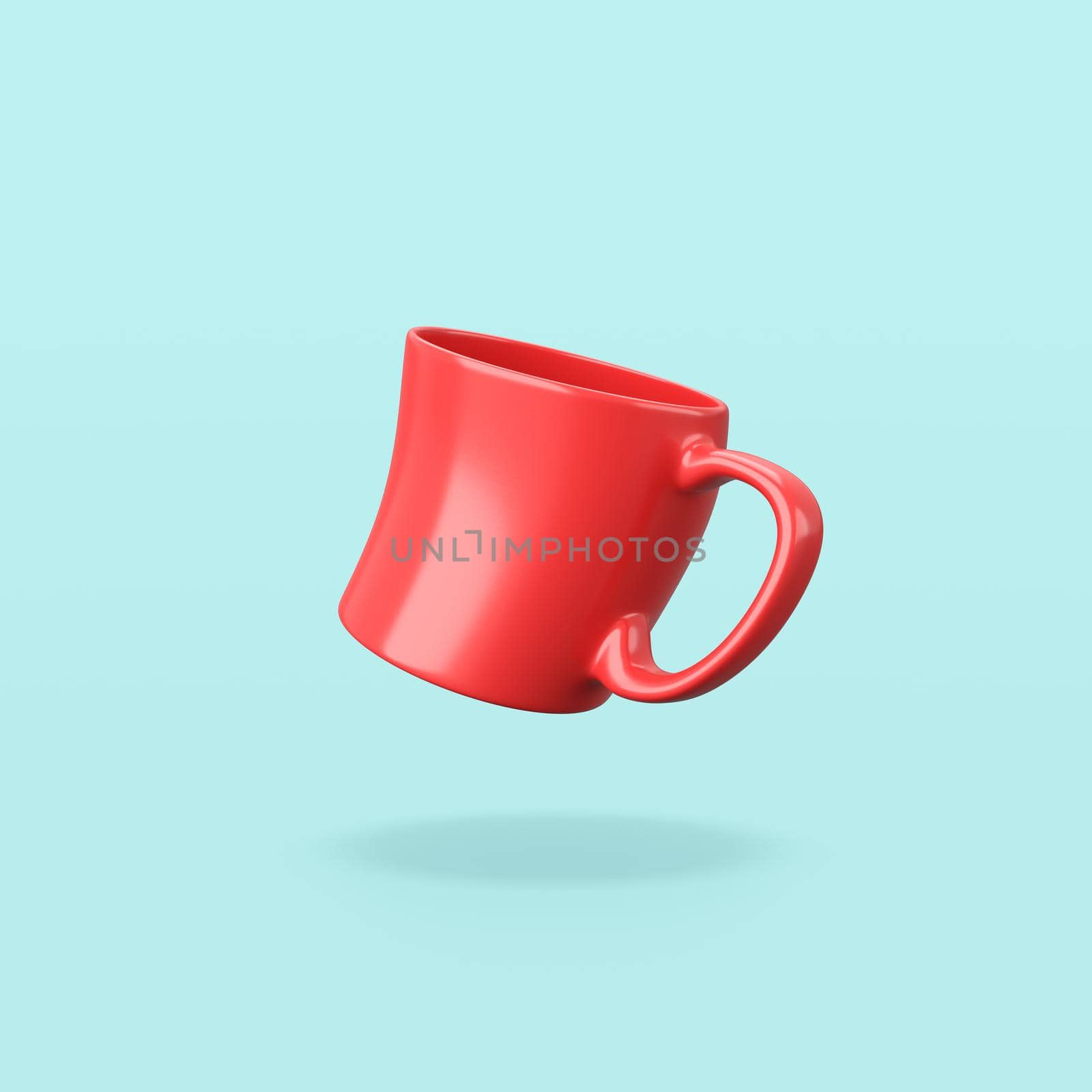 Funny Red Mug on Blue Background by make