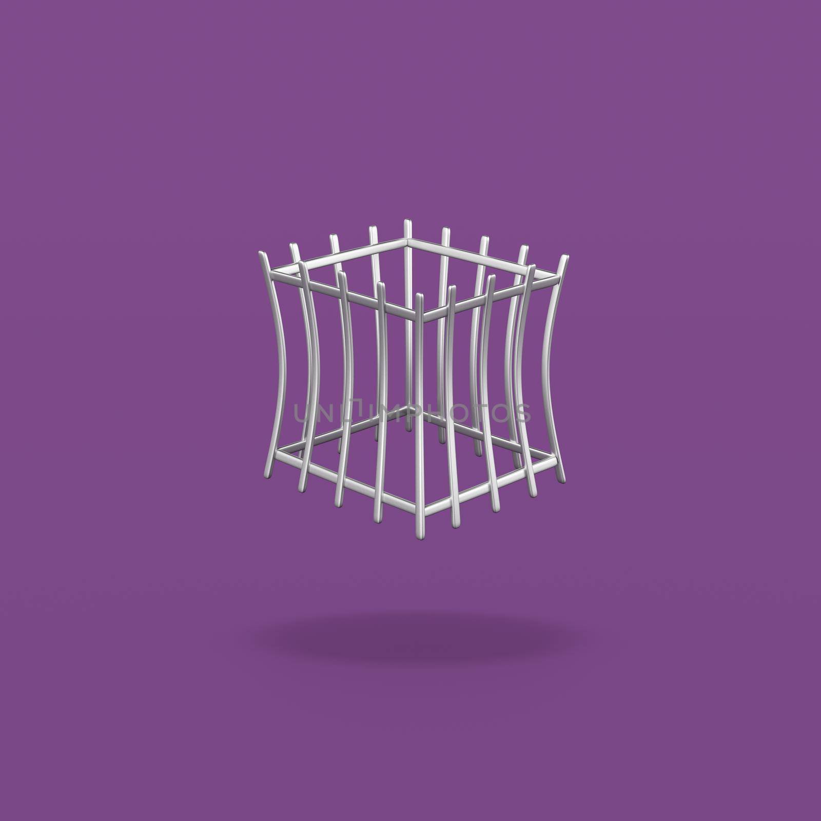 Empty Iron Cage on Purple Background by make