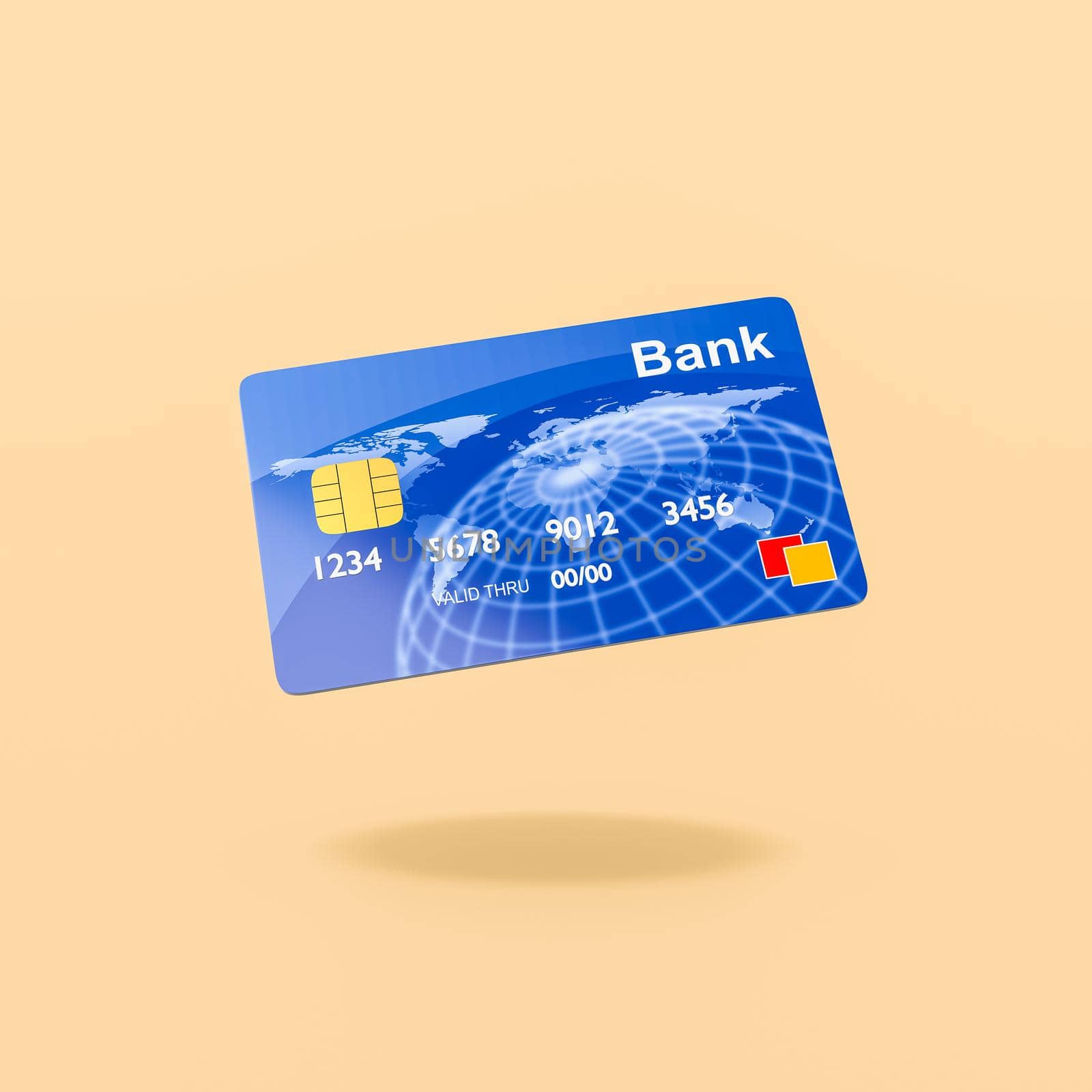 Credit or Debit Card on Yellow Background by make