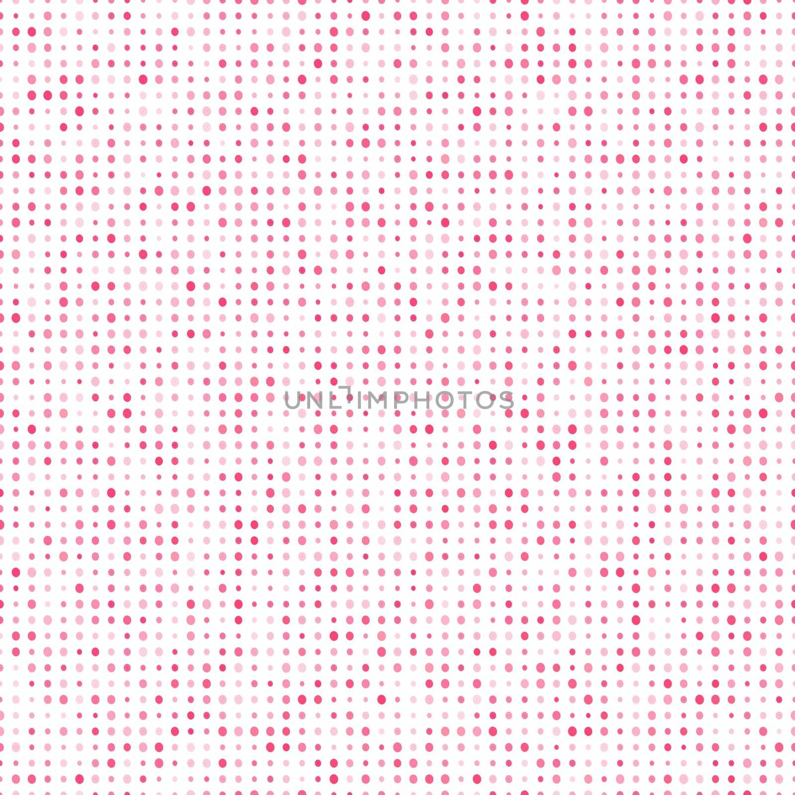 Abstract fashion polka dots background. White seamless pattern with pink gradient circles. Template design for invitation, poster, card, flyer, banner, textile, fabric