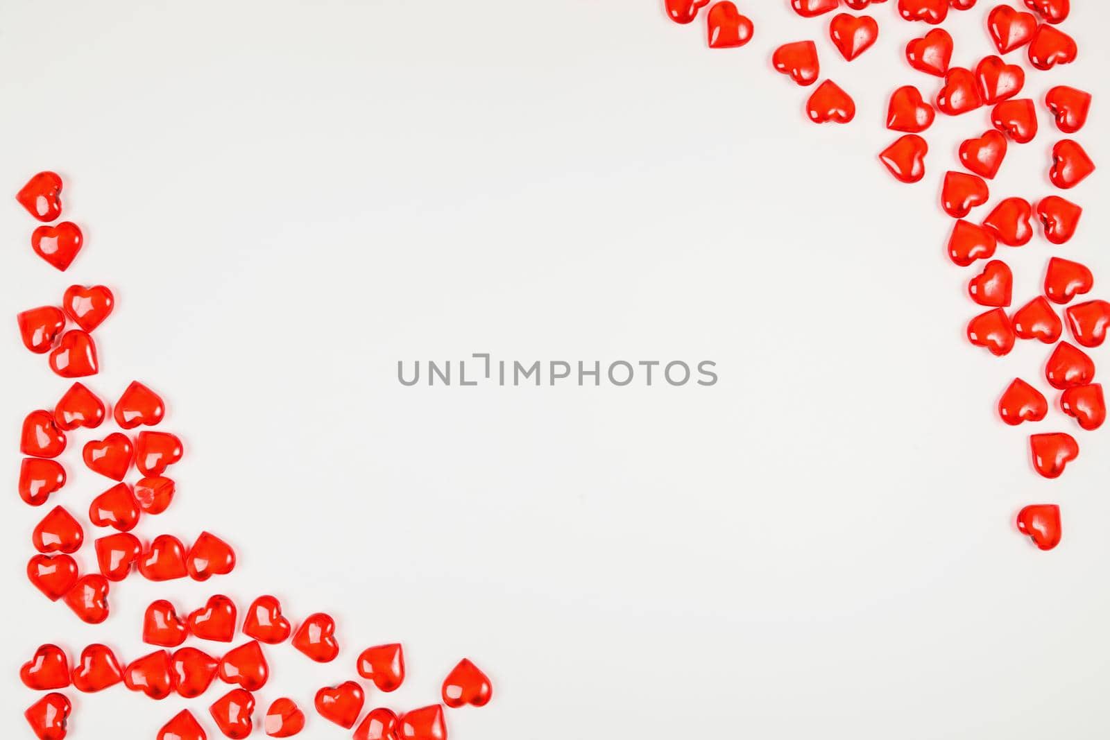 Valentine's Day, composition of hearts on a white background. View from above by Yurich32