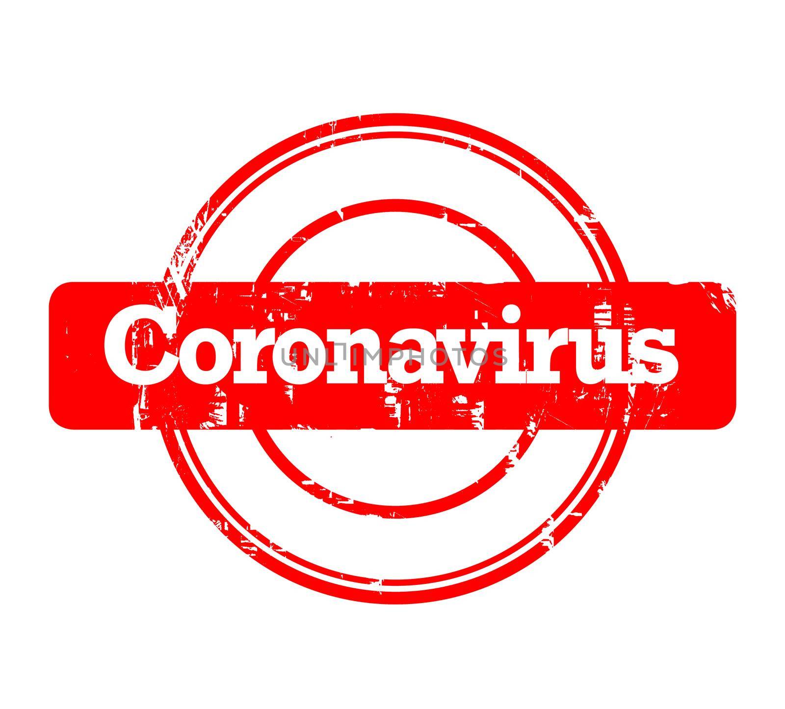 Coronavirus stamp in red isolated on a white background.