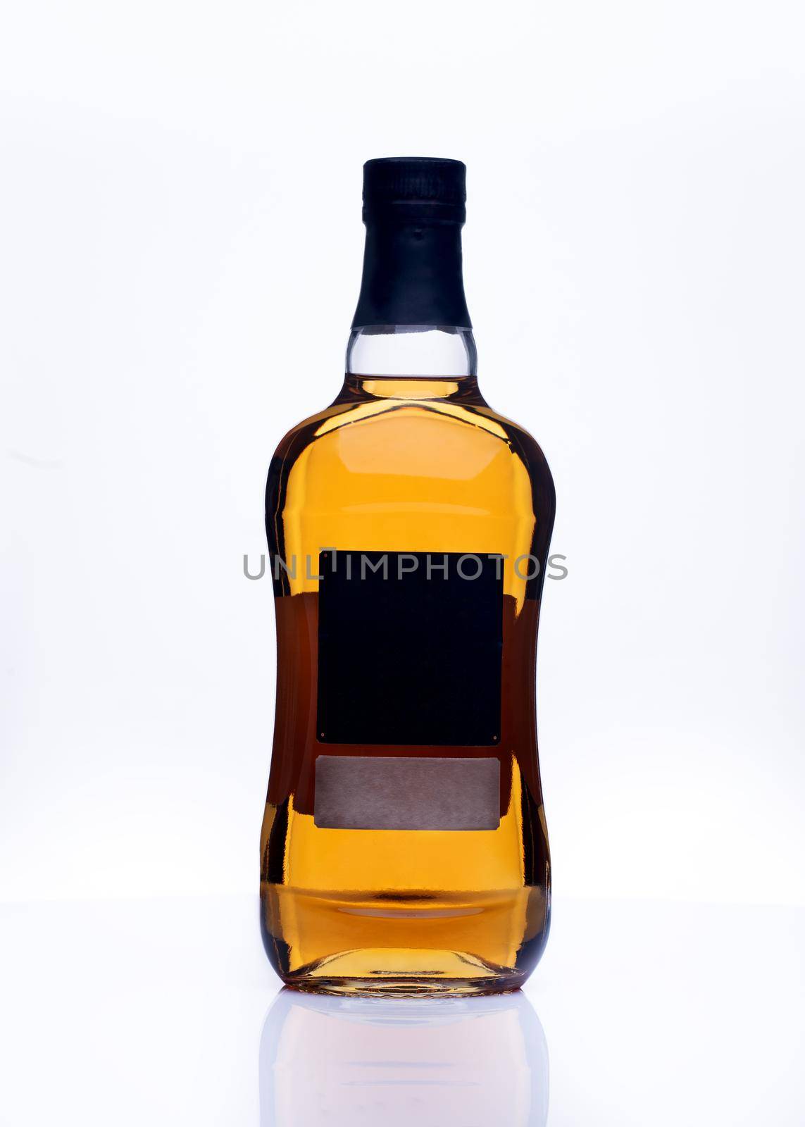 bottle of whiskey on white background