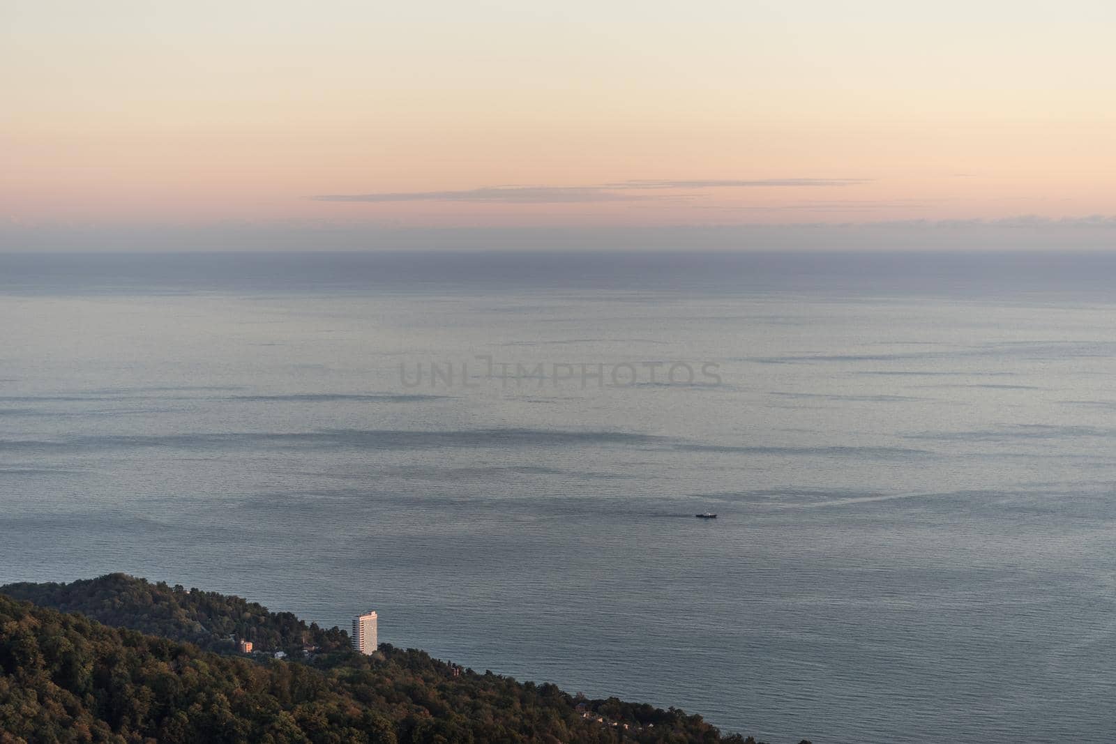 The shoreline of the city of Sochi in Russia and the Black sea
