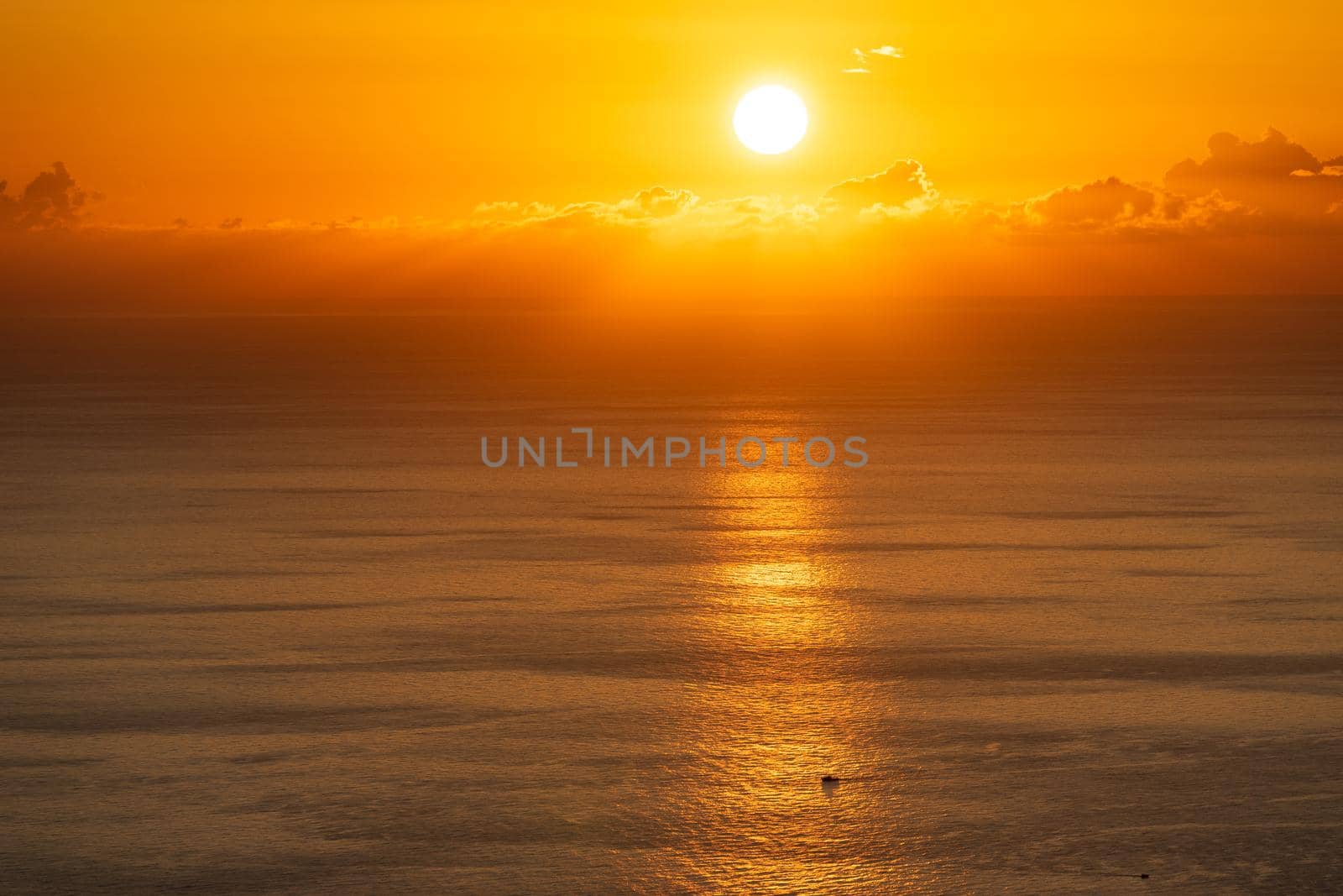 Beautiful orange sunset over the sea.