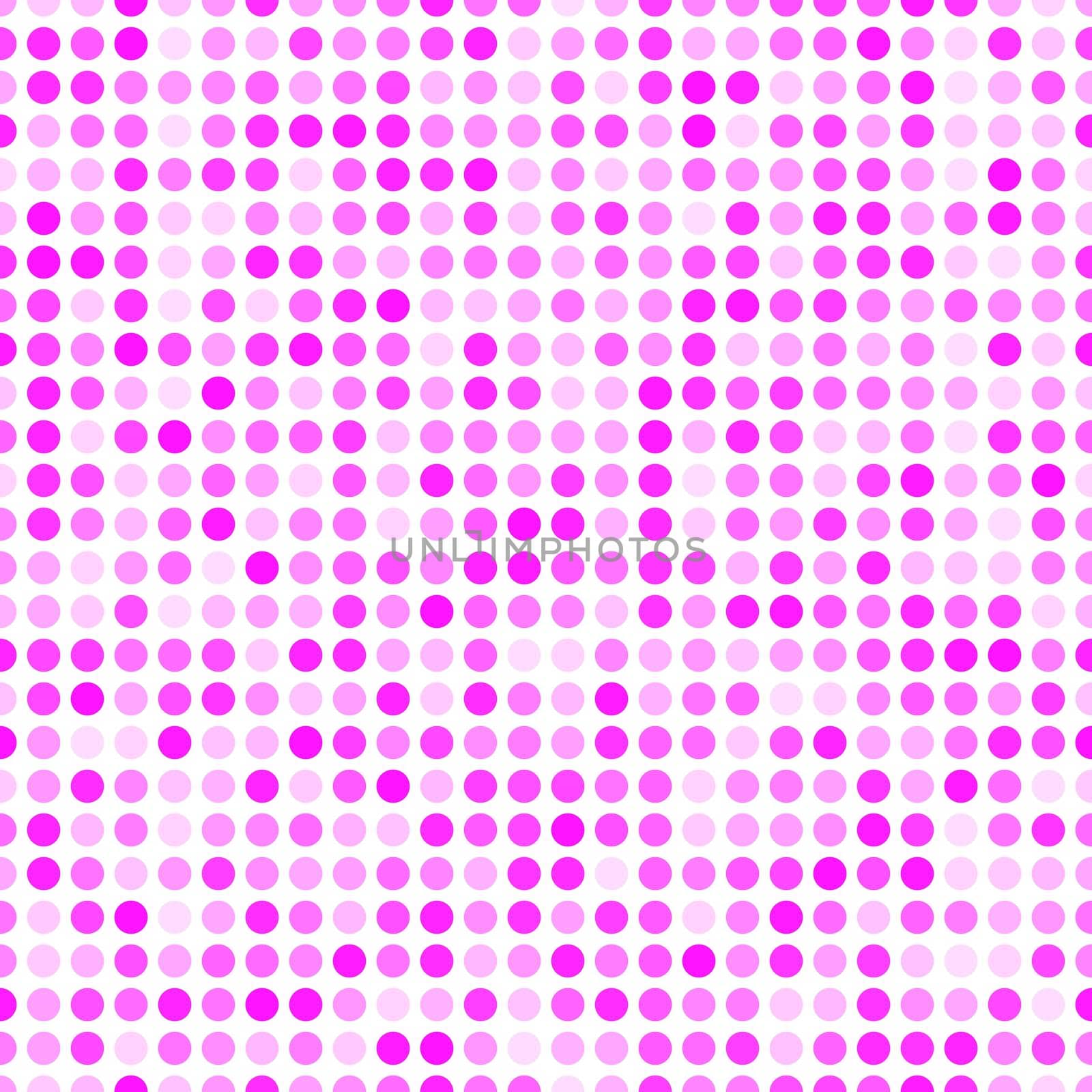 Abstract fashion polka dots background. White seamless pattern with pink gradient circles. Template design for invitation, poster, card, flyer, banner, textile, fabric.