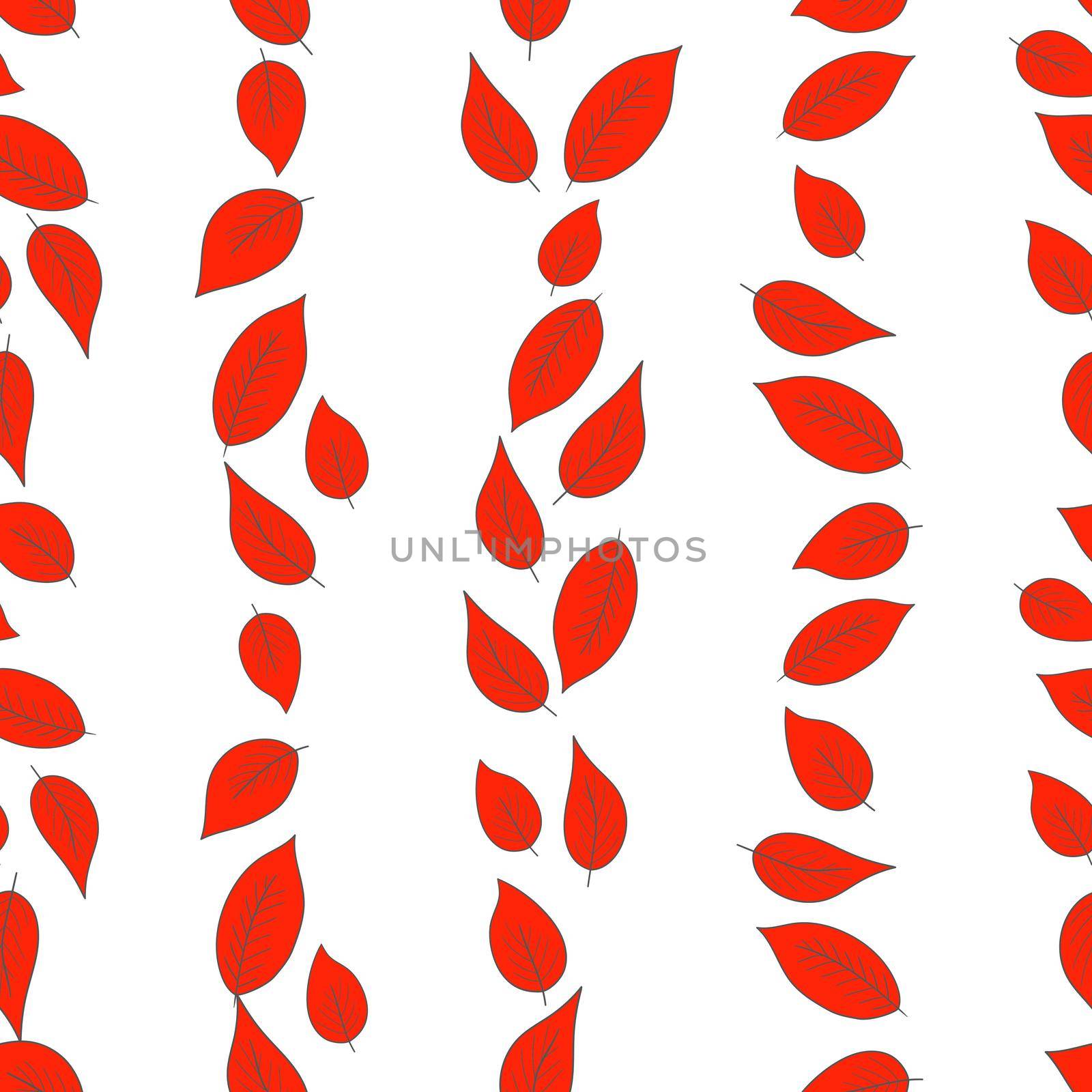 Floral seamless pattern with red exotic leaves on white background. Tropic branches. Fashion vector stock illustration for wallpaper, posters, card, fabric, textile