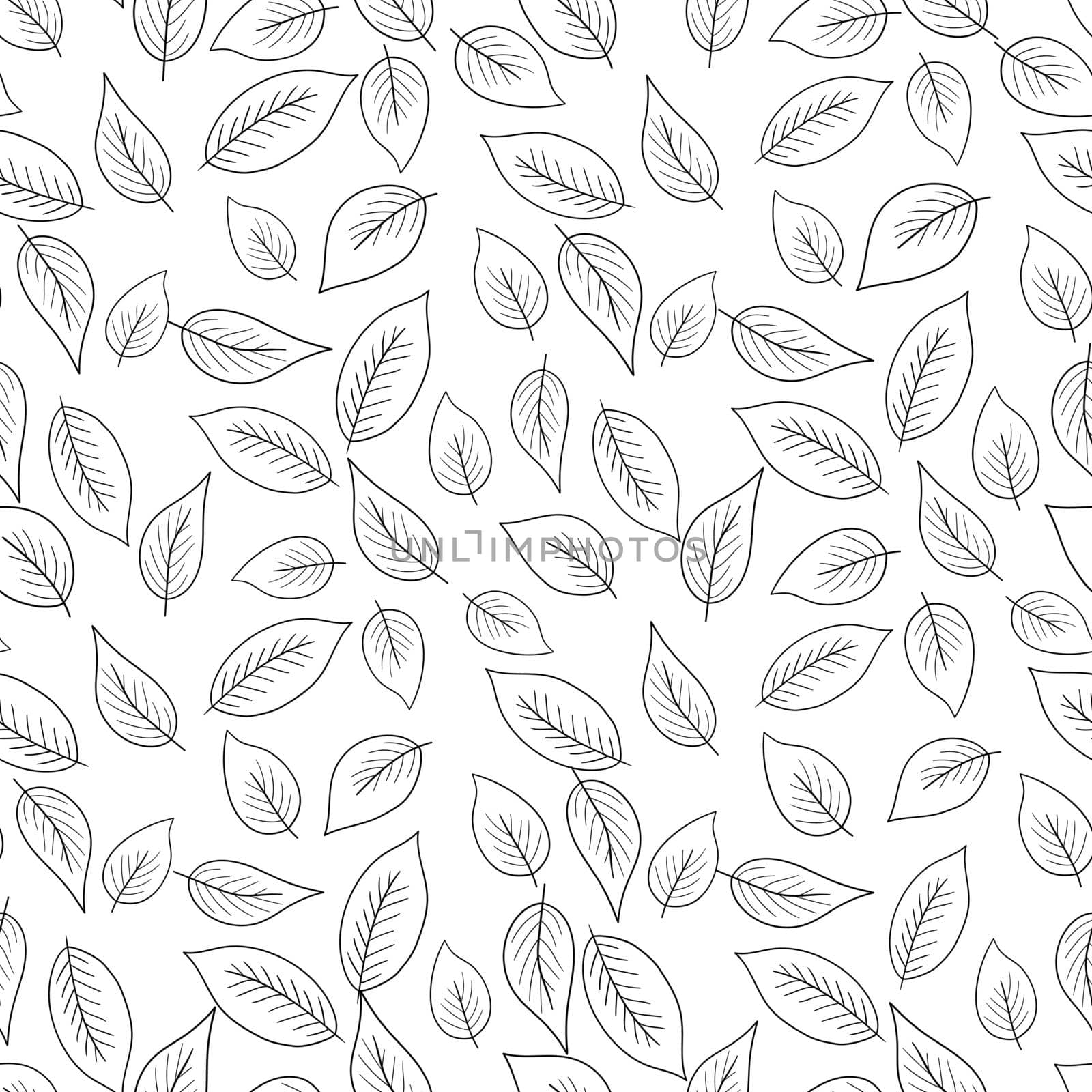 Floral seamless pattern with black silhouette leaves on white background. Tropic branches. Fashion vector stock illustration for wallpaper, posters, card, fabric, textile