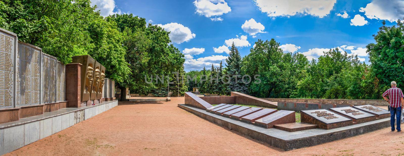 Svyatogorsk, Ukraine 07.16.2020.  Memorial of the Great Patriotic War on the Holy Mountains in Svyatogorsk or Sviatohirsk, Ukraine, on a summer day