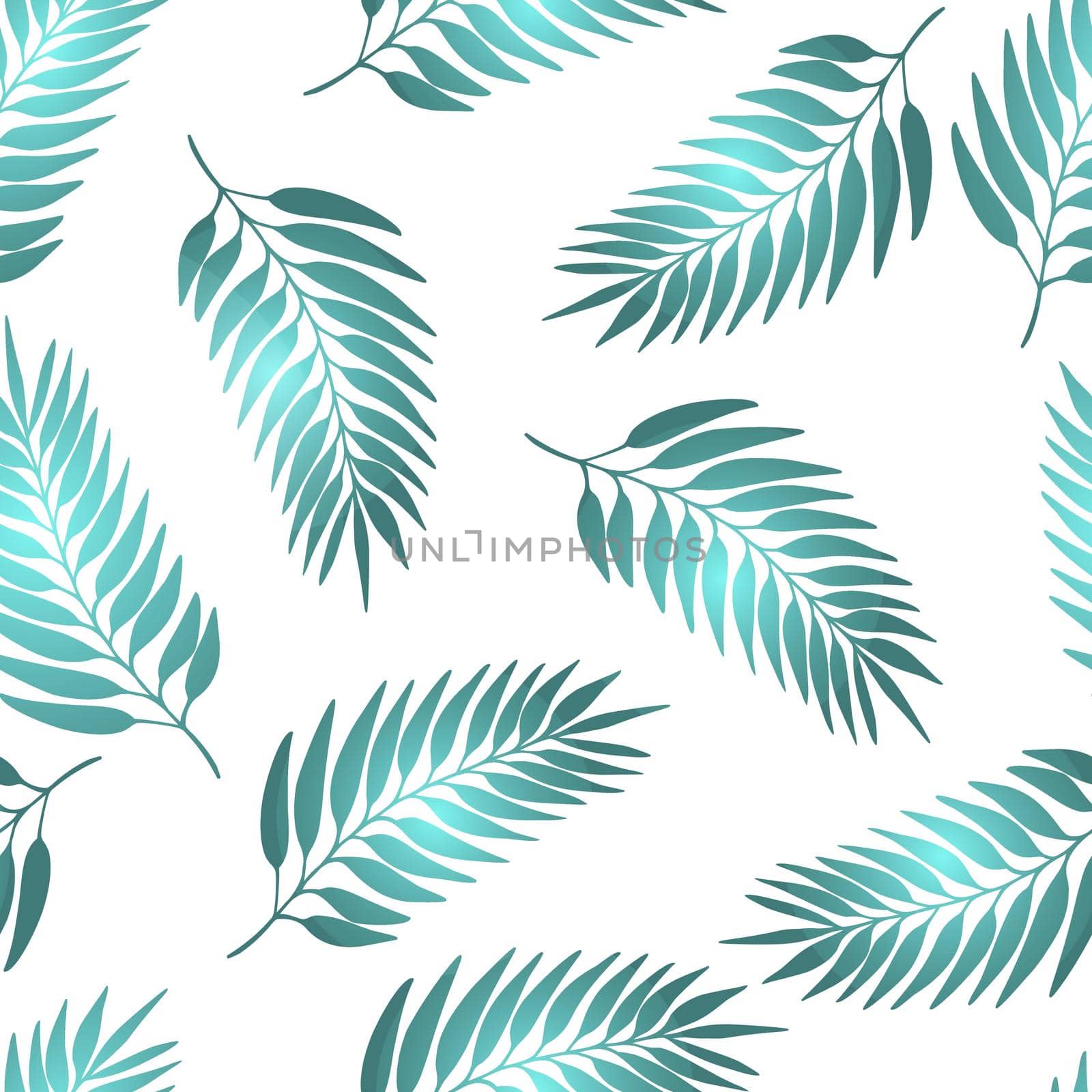 Floral seamless pattern with colorful exotic leaves on white background. Tropic green branches. Fashion vector stock illustration for wallpaper, posters, card, fabric, textile