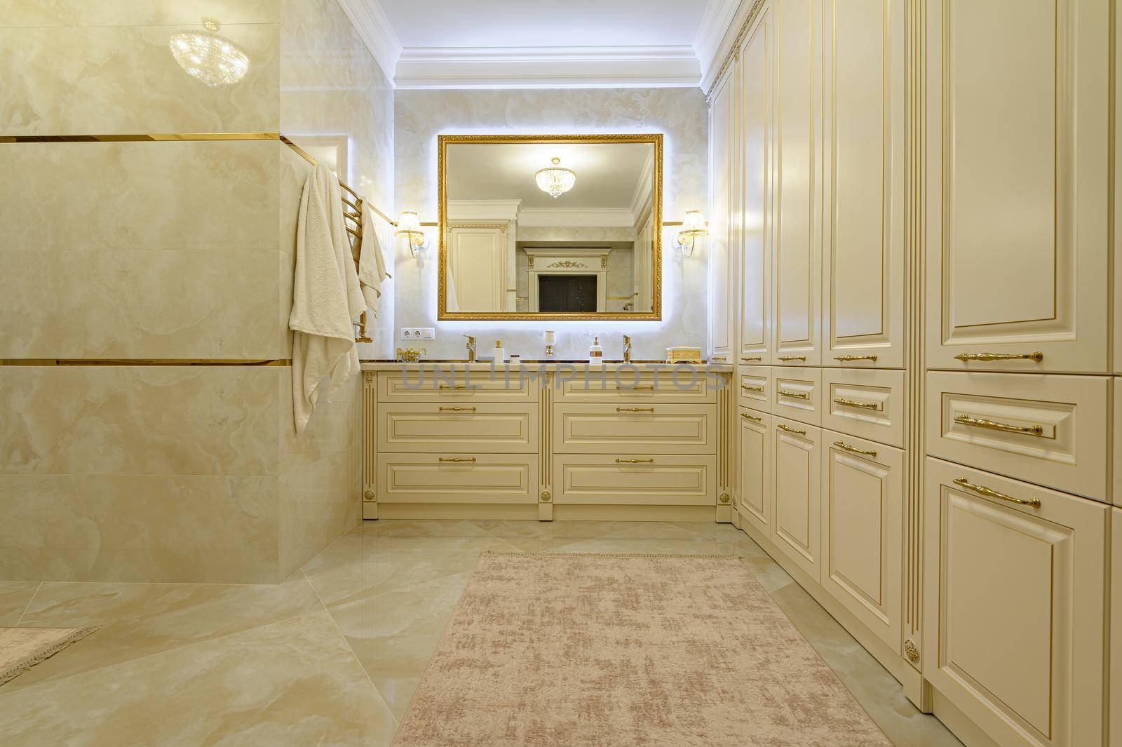 Modern luxury beige and golden bathroom by starush