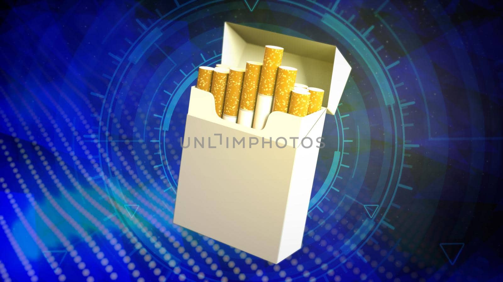 3D illustration of object - cigarette box on modern background - quit tobacco concept