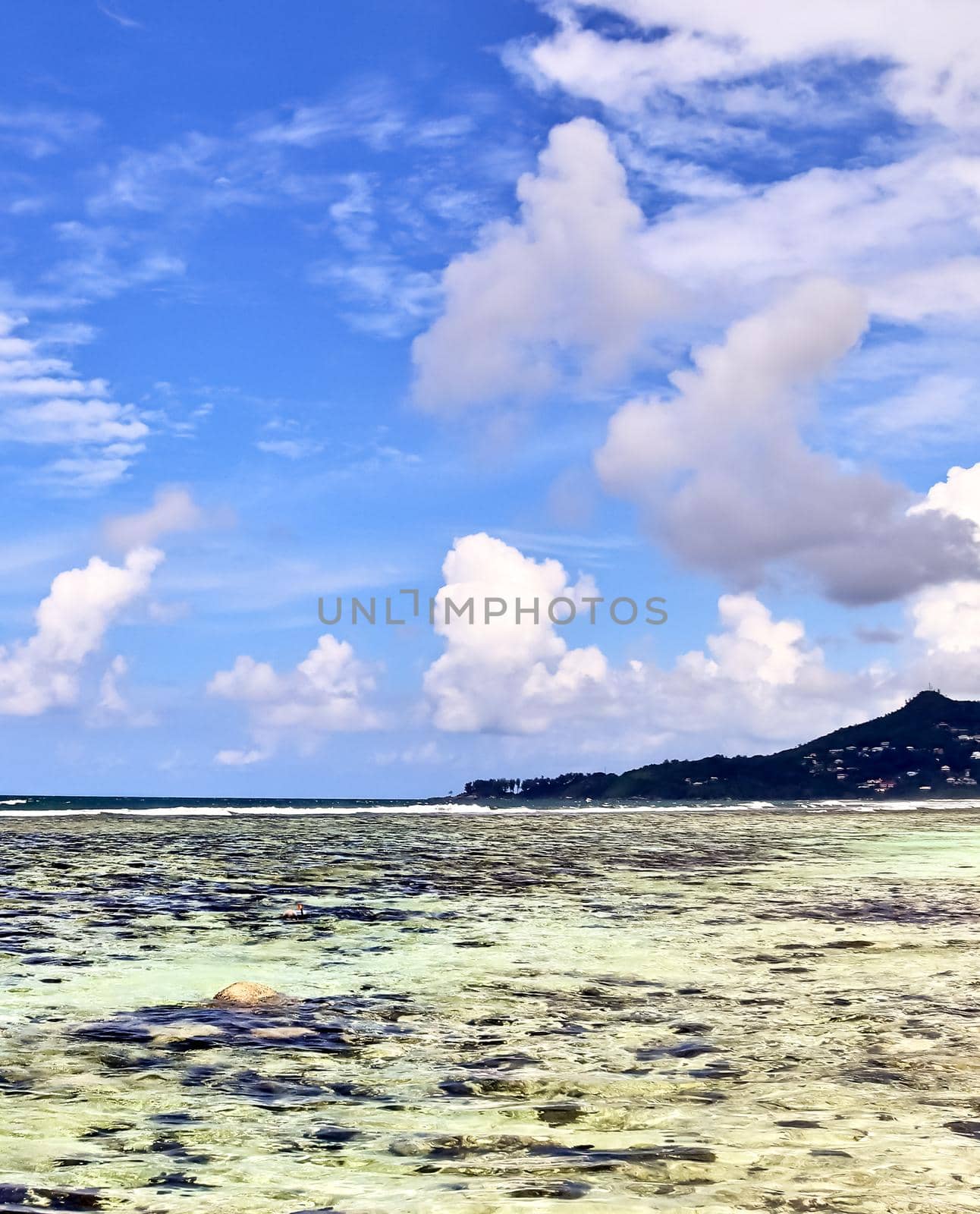 Sunny day beach view on the paradise islands Seychelles.