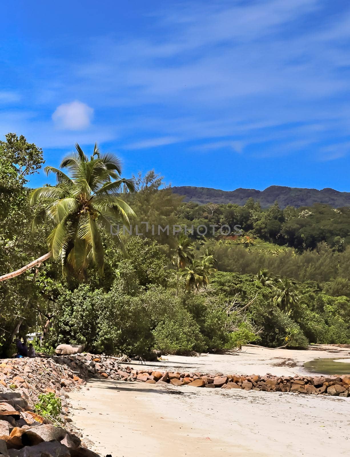 Sunny day beach view on the paradise islands Seychelles.