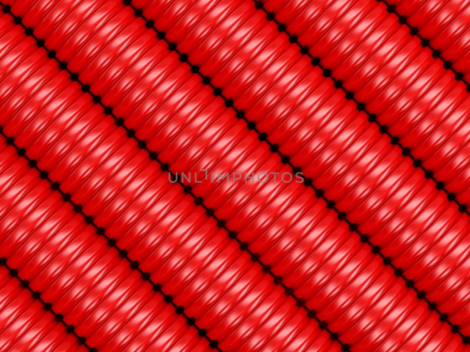 Rows with red corrugated pipes