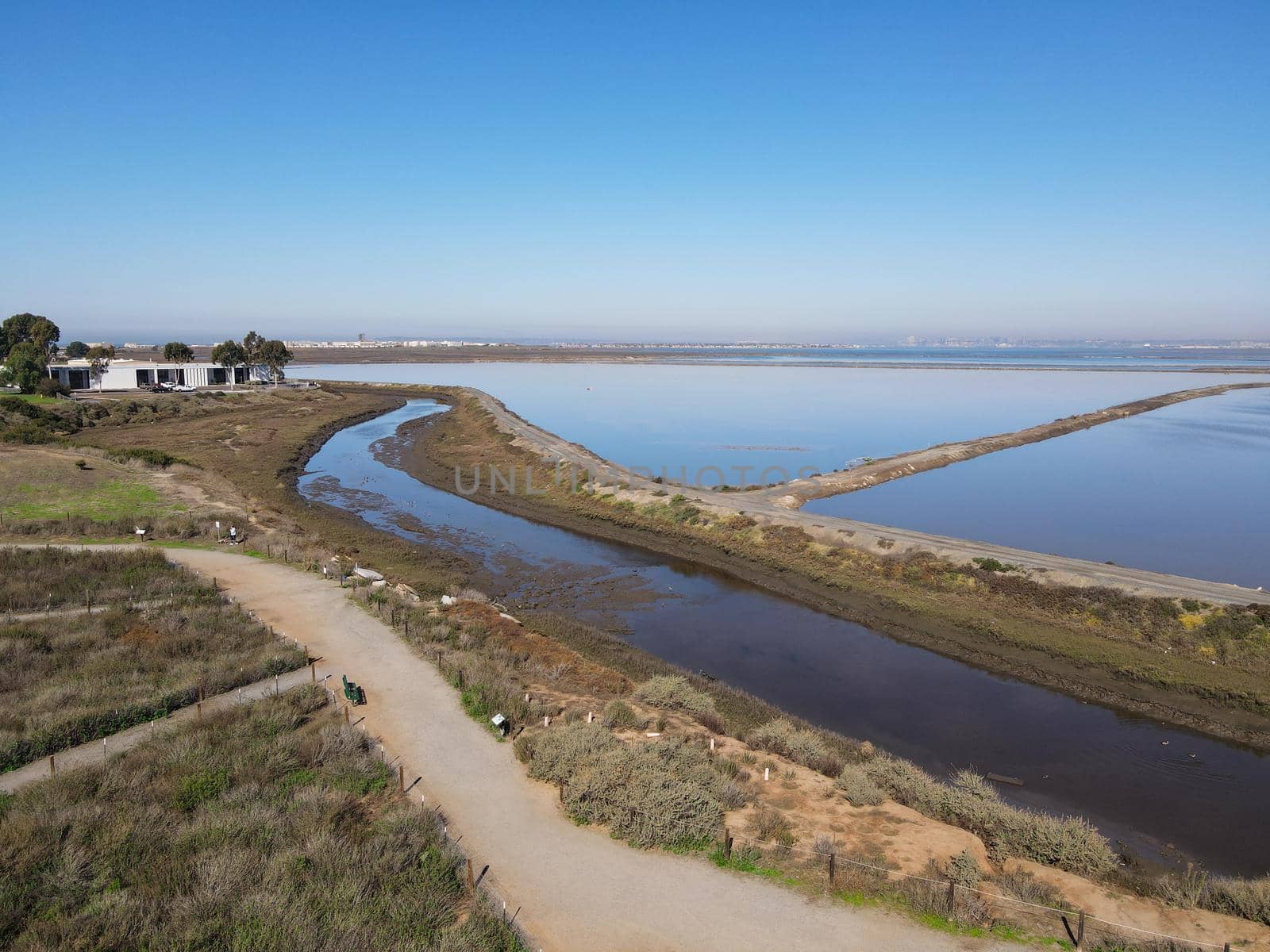 Aerial view of Otay River and San Diego Bay National Refuge from Imperial Beach, San Diego, California, USA