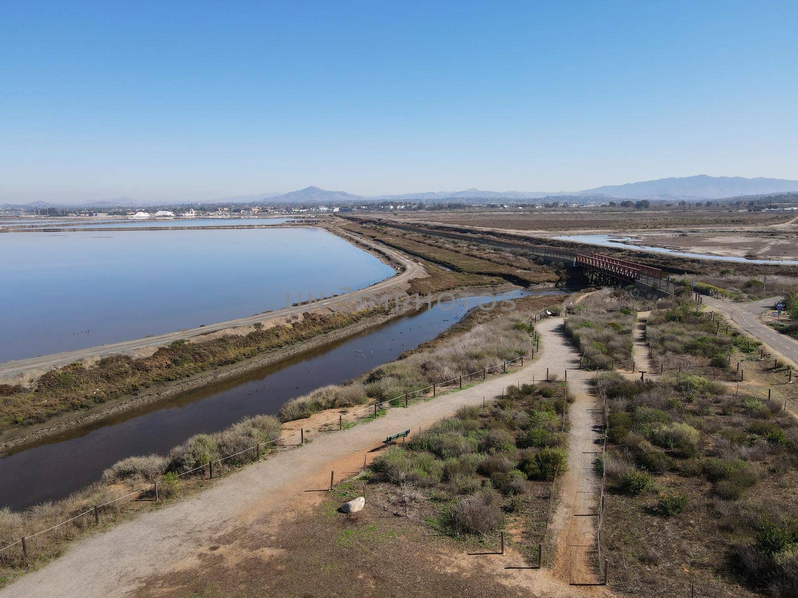 Aerial view of Otay River and San Diego Bay National Refuge from Imperial Beach, San Diego, California, USA