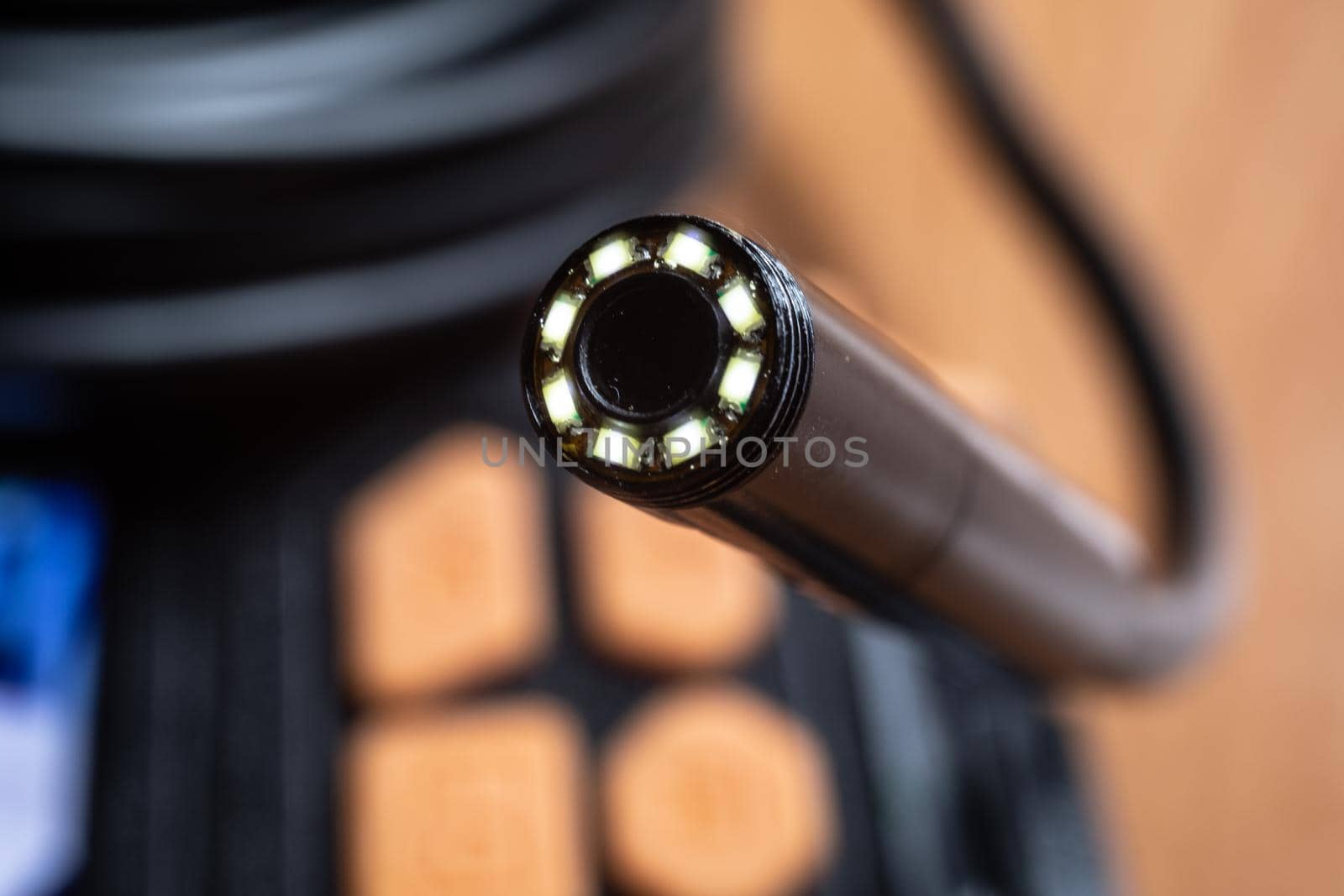 Endoscope camera with LED lights all around