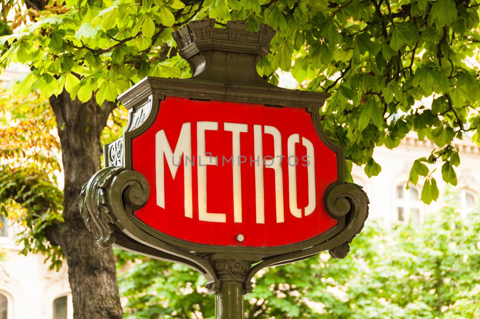PARIS, FRANCE - CIRCA JUNE 2012: Vintage Parisian metro sign.