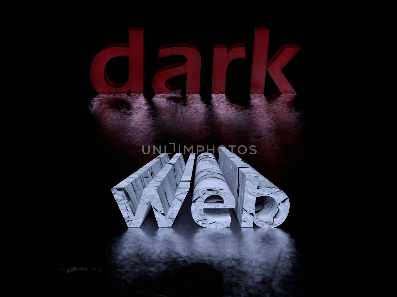 Darkweb red and white text word on black background 3D render by ankarb