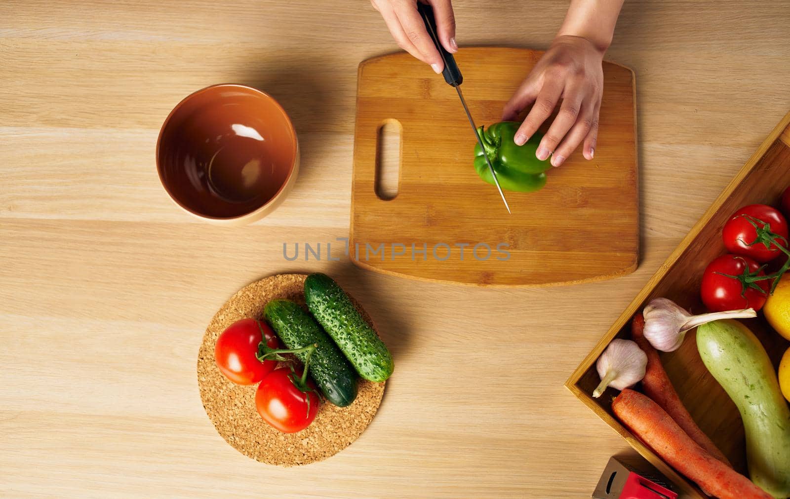 Cutting board cutting vegetables freshness healthy food by SHOTPRIME