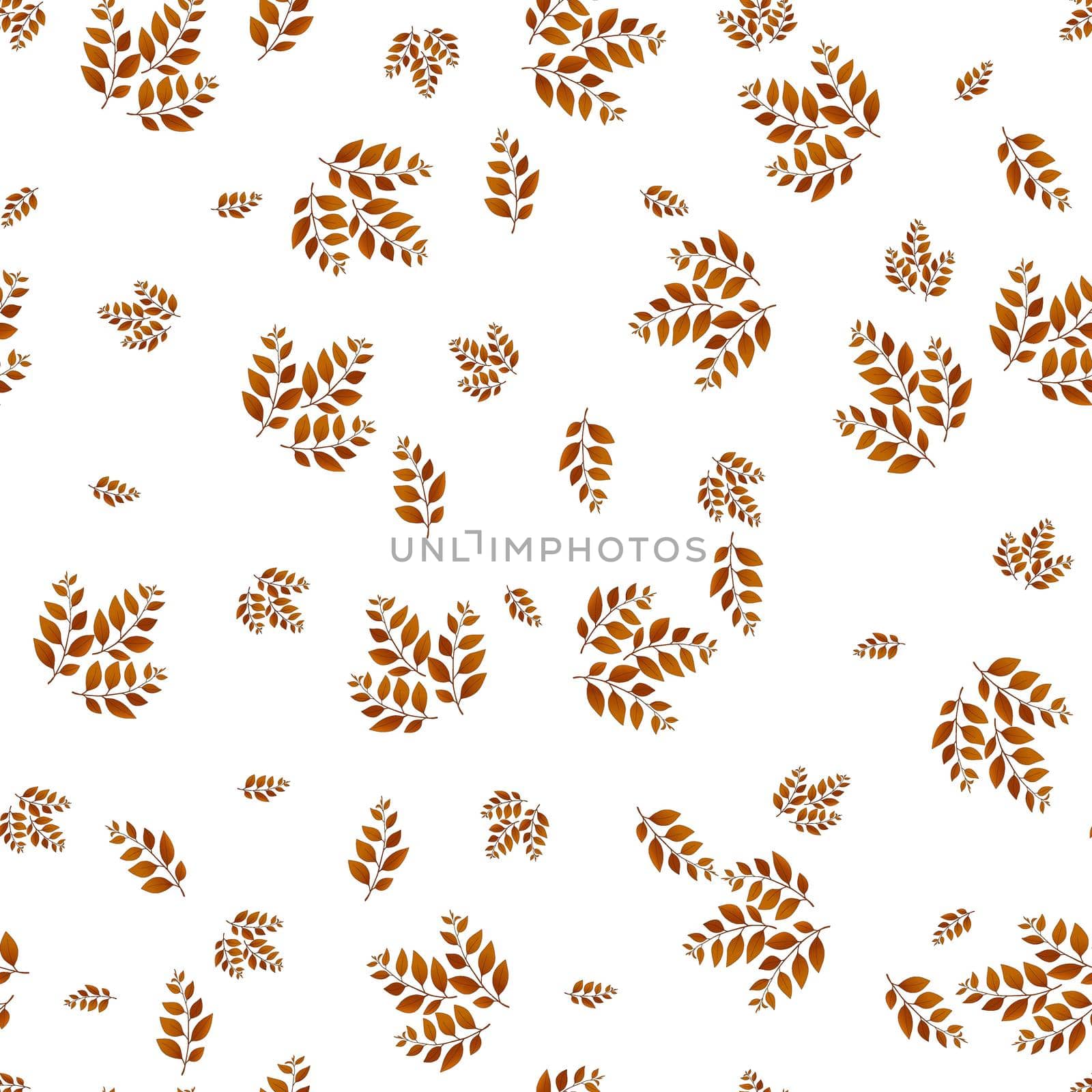Spring seamless pattern with color sprigs. Vector stock illustration for fabric, textile, wallpaper, posters, paper. Fashion print. Branch with leaves. Doodle style. by allaku
