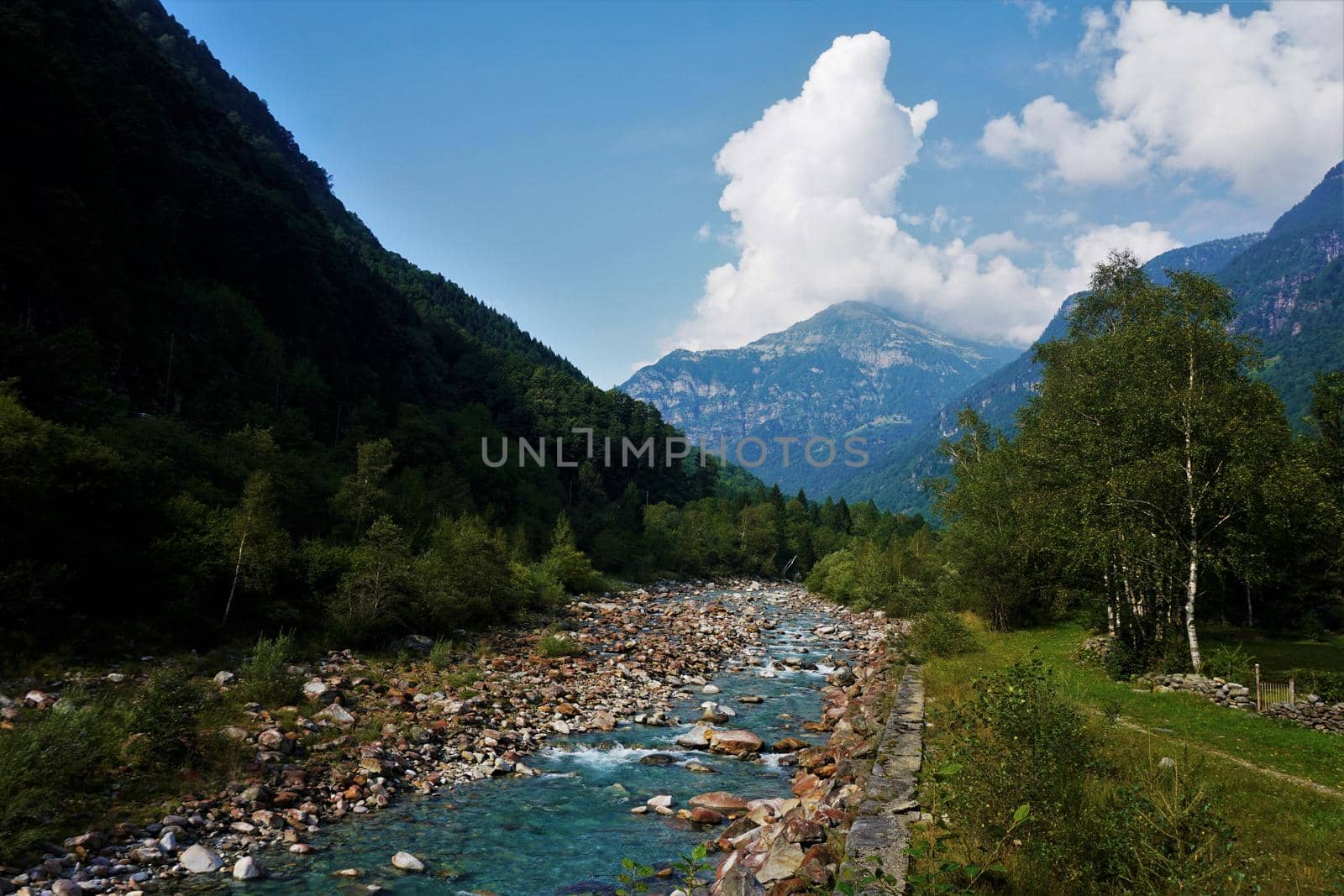 The beautiful Verzasca river in Gerra, Ticino, Switzerland